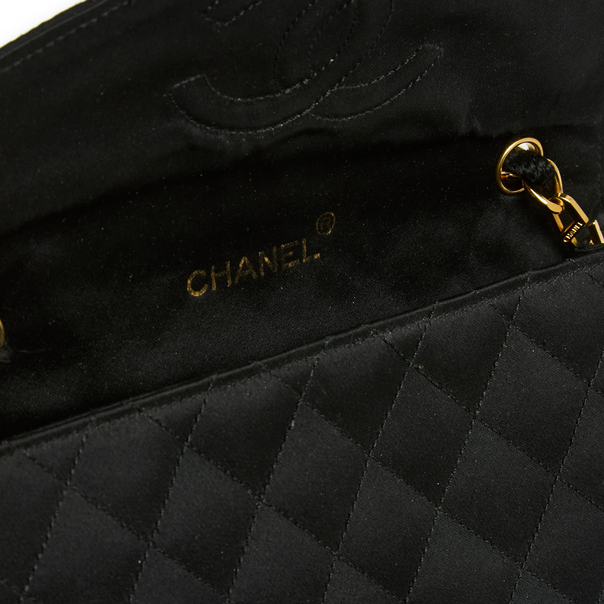 1987 Chanel sac Classique Black Satin CC Mini flap bag 3