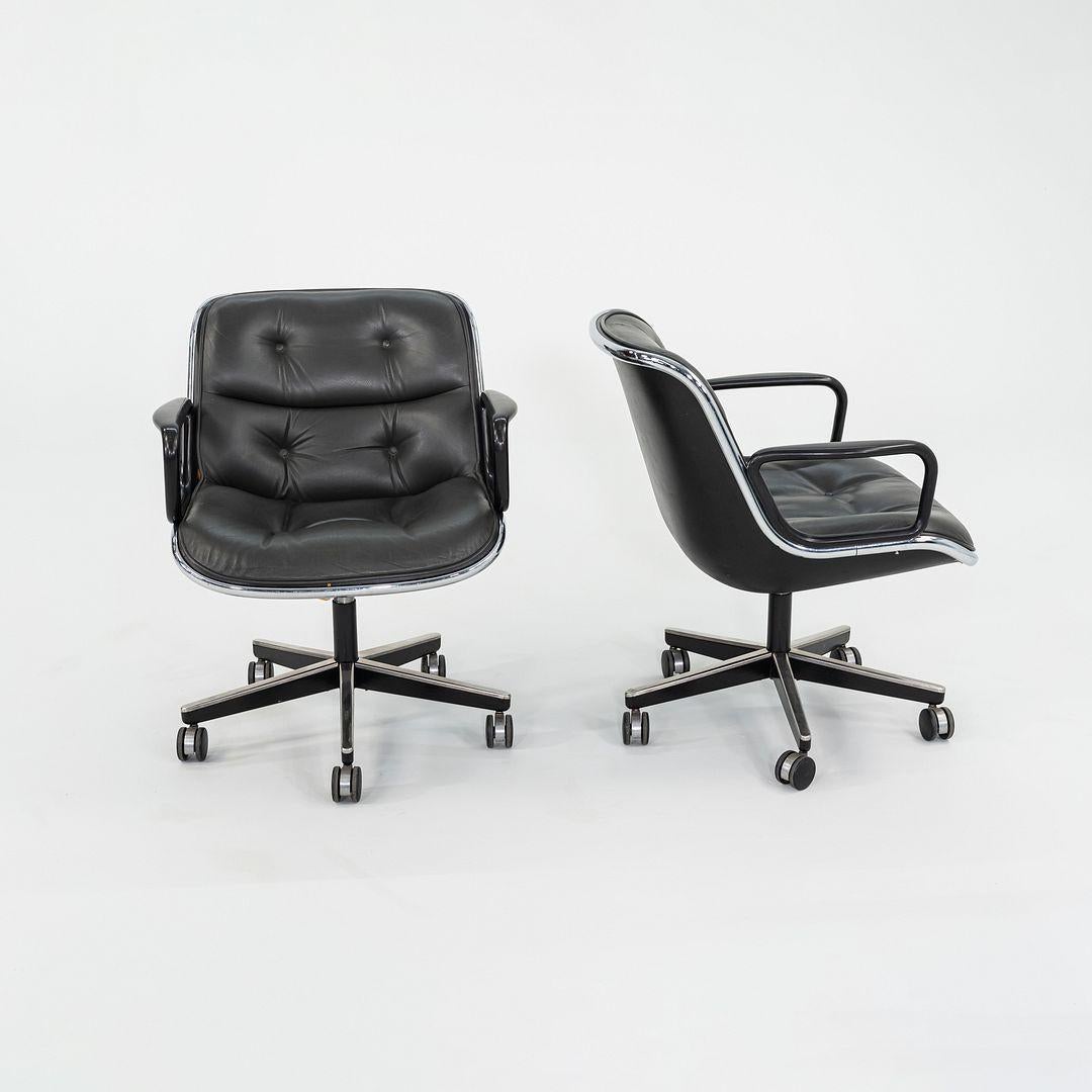 1987 Charles Pollock für Knoll Schreibtischstuhl in blau-grauem Leder 3x erhältlich (Moderne) im Angebot