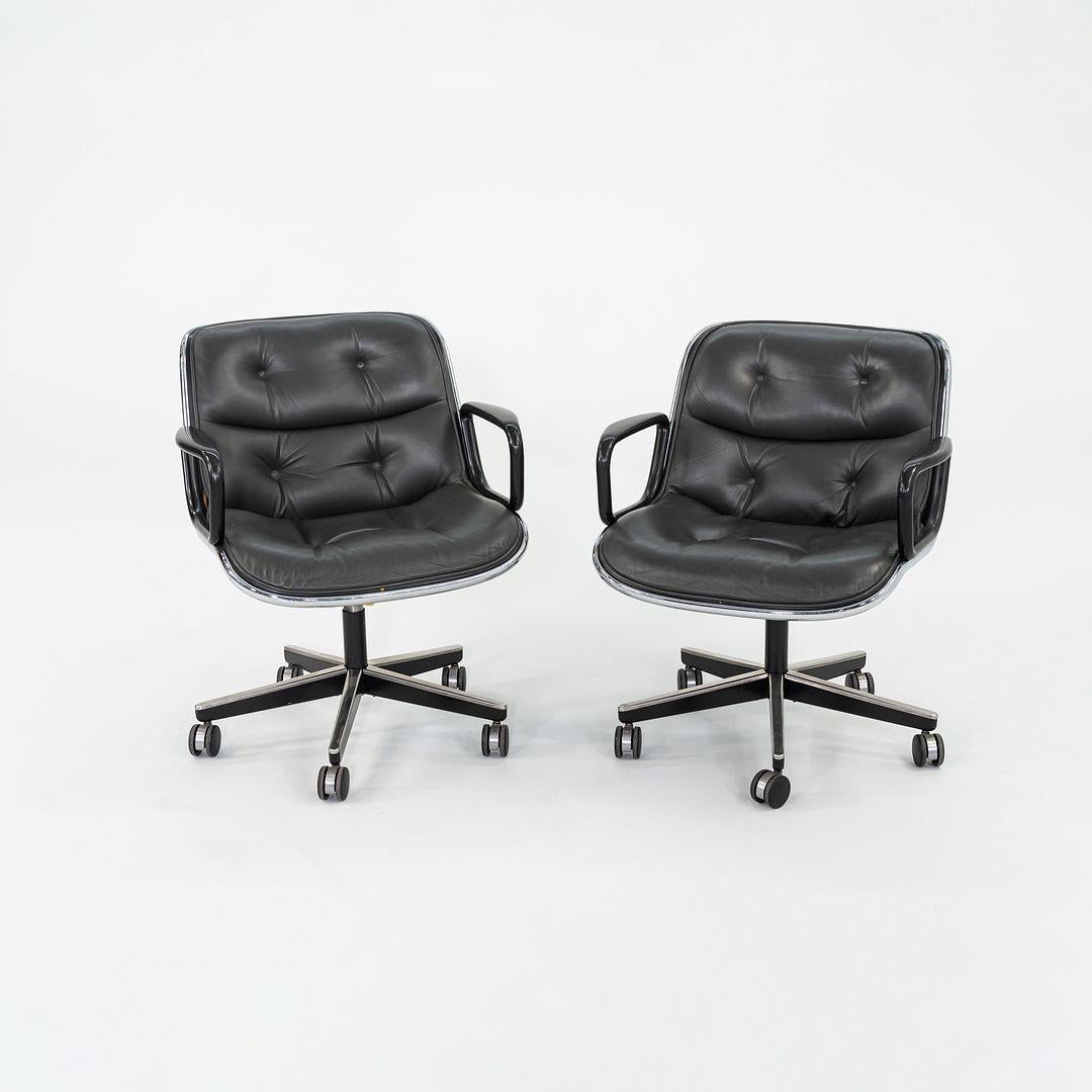 1987 Charles Pollock für Knoll Schreibtischstuhl in blau-grauem Leder 3x erhältlich (amerikanisch) im Angebot