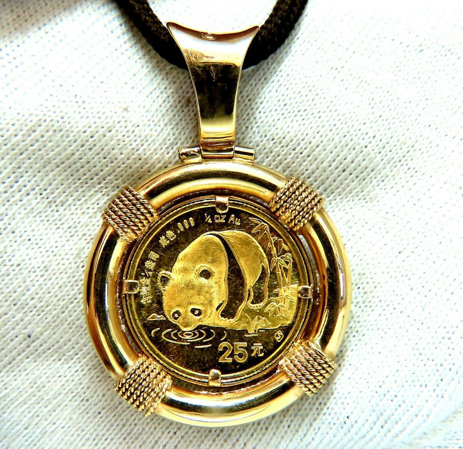 1987 Chinese Panda .999 Fine Gold Coin Pendant 25 Yen In Good Condition In New York, NY