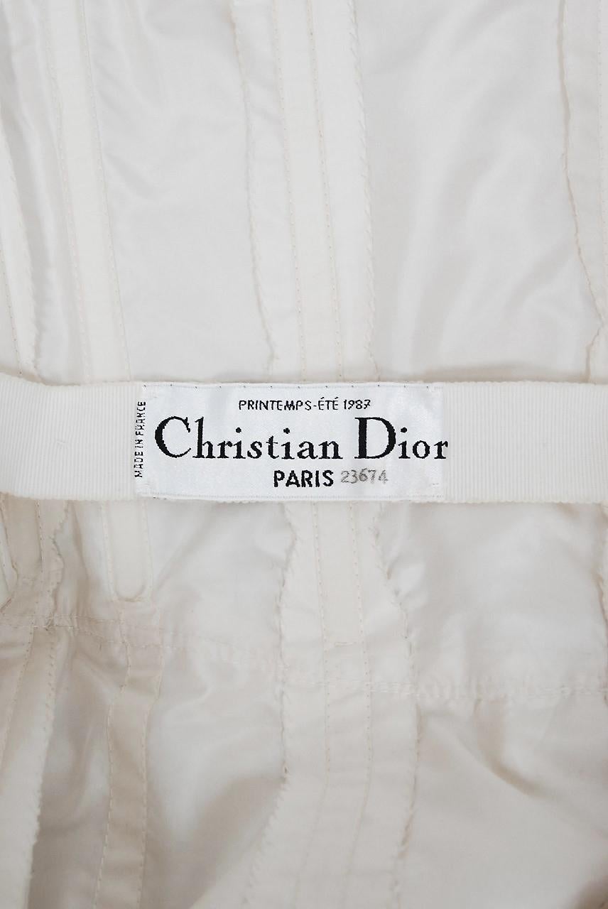 Vintage 1987 Christian Dior Haute Couture White Lace Off-Shoulder Bridal Gown 4