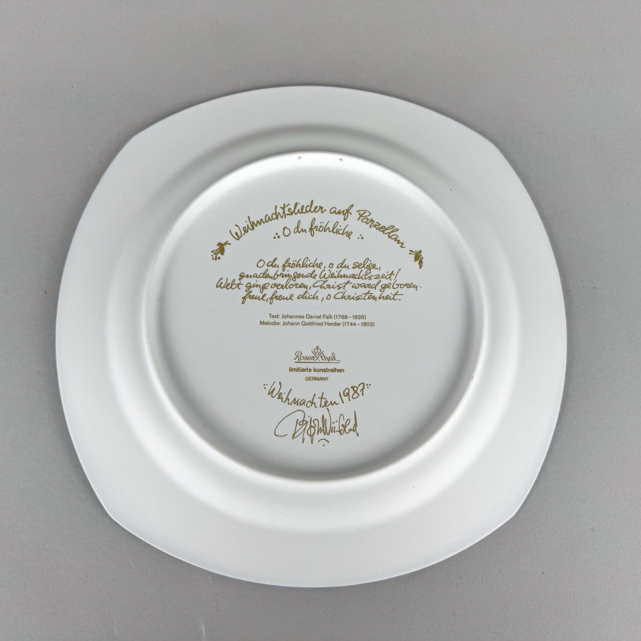 Late 20th Century 1987 Christmas Rosenthal Porcelain Plate by by Bjorn Wiinblad in Original Box For Sale