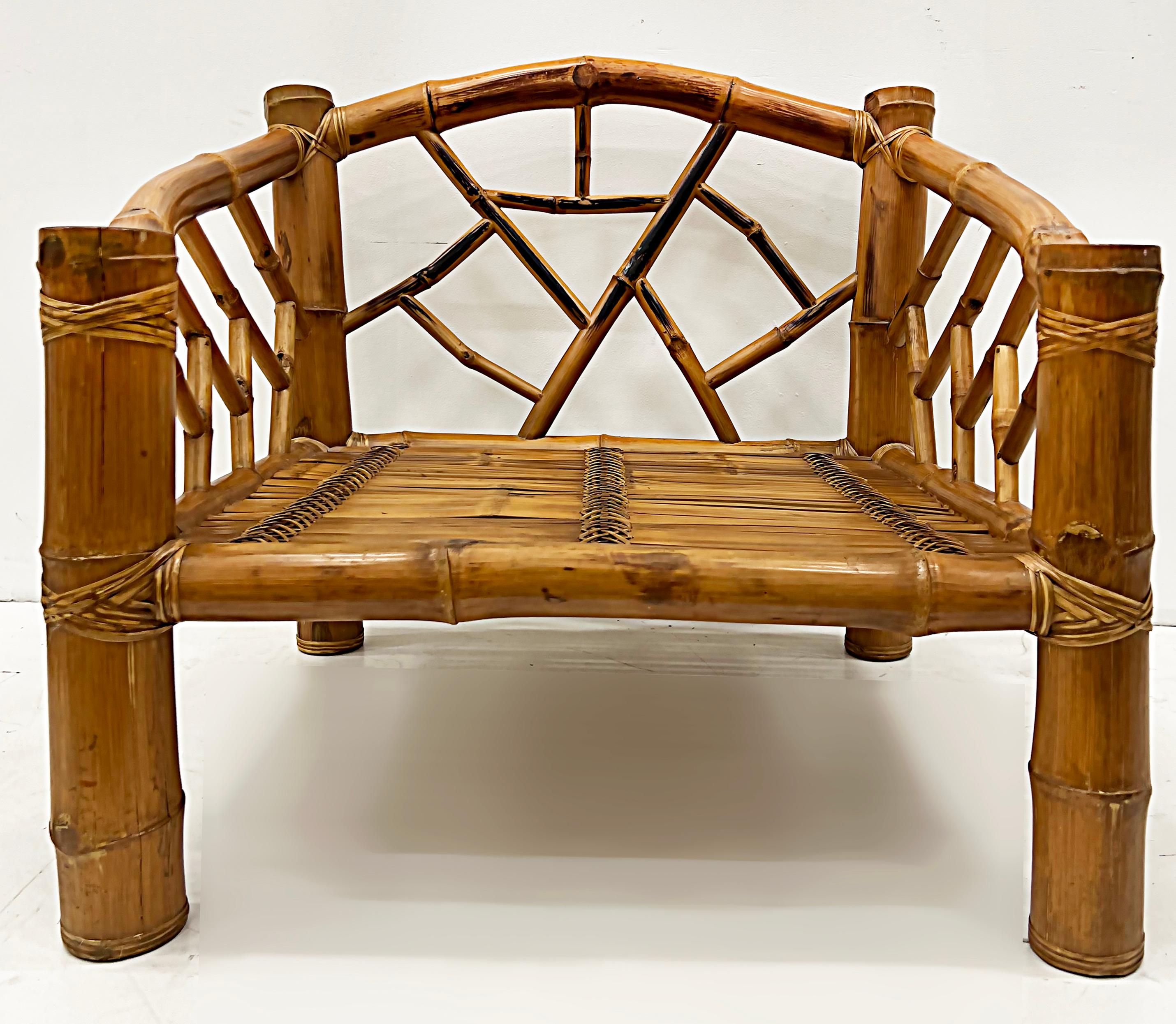 1987 coastal bamboo rattan chair by Antonio Budji Layug

Offered for sale is a 1987 bamboo chair with rattan accents by Antonio Budji Layug. This chair is dramatic and sculptural. The scale of the materials makes it quite substantial.