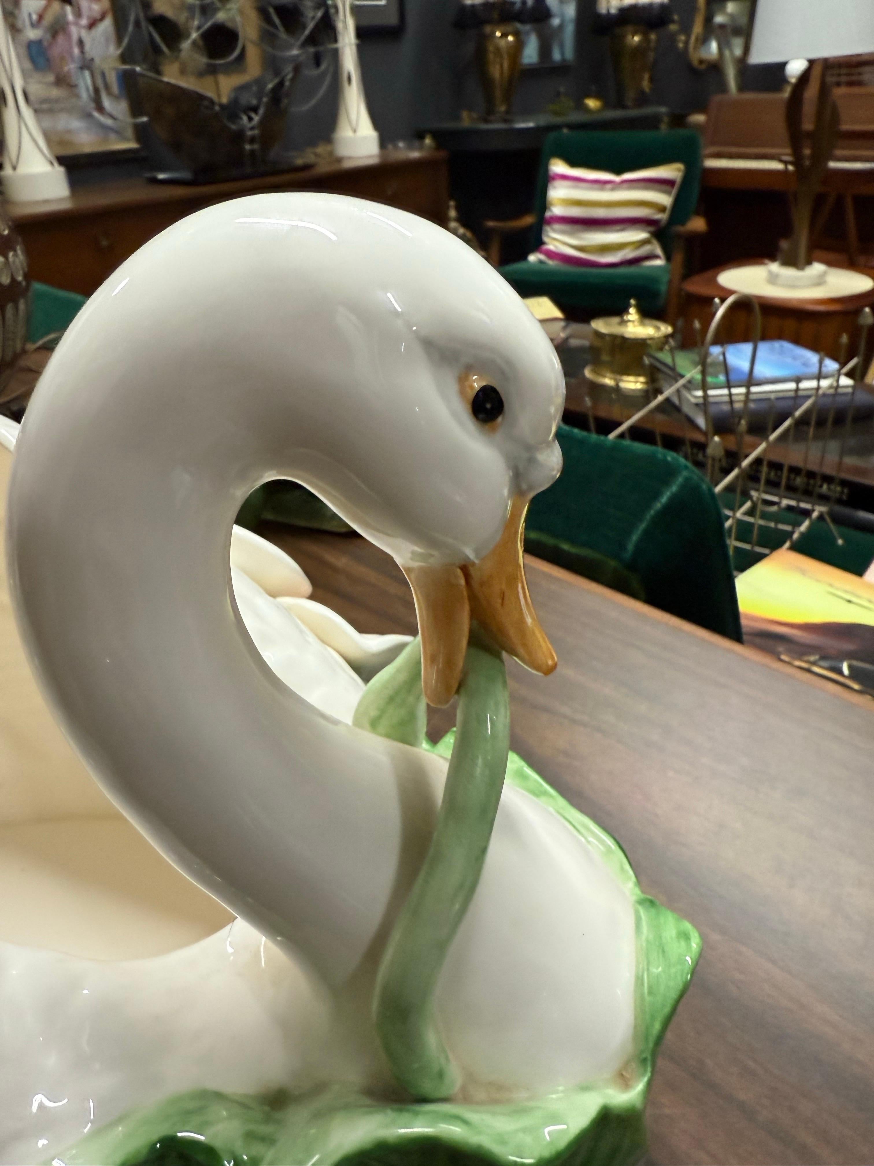 1987 Fitz and Floyd Ceramic Swan Planter or Centerpiece Bowl For Sale 6