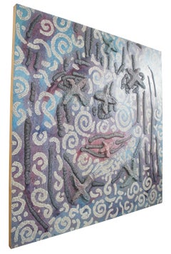 1987 "Flocky Gaia Sky" by Will Northerner Acrylic Mixed-Media Abstract Painting