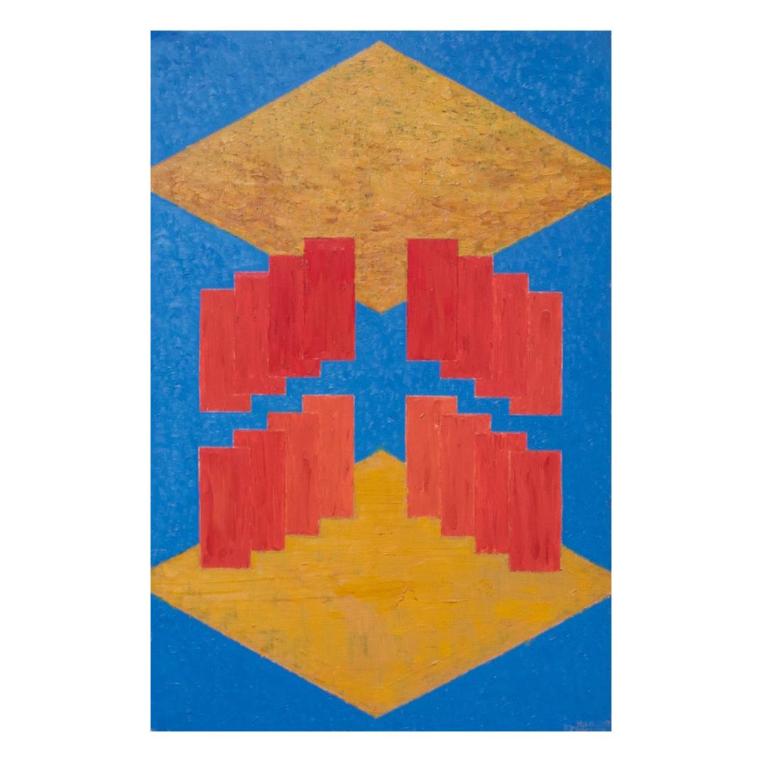 1987 Geometric Op Art Acrylic on Canvas by John W. Batista