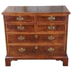 1987 Henredon Aston Court Georgian Olive Burl Mahogany Dresser Chest of Drawers
