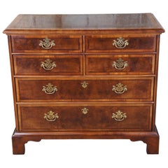 1987 Henredon Aston Court Georgian Olive Burl Mahogany Dresser Chest of Drawers 