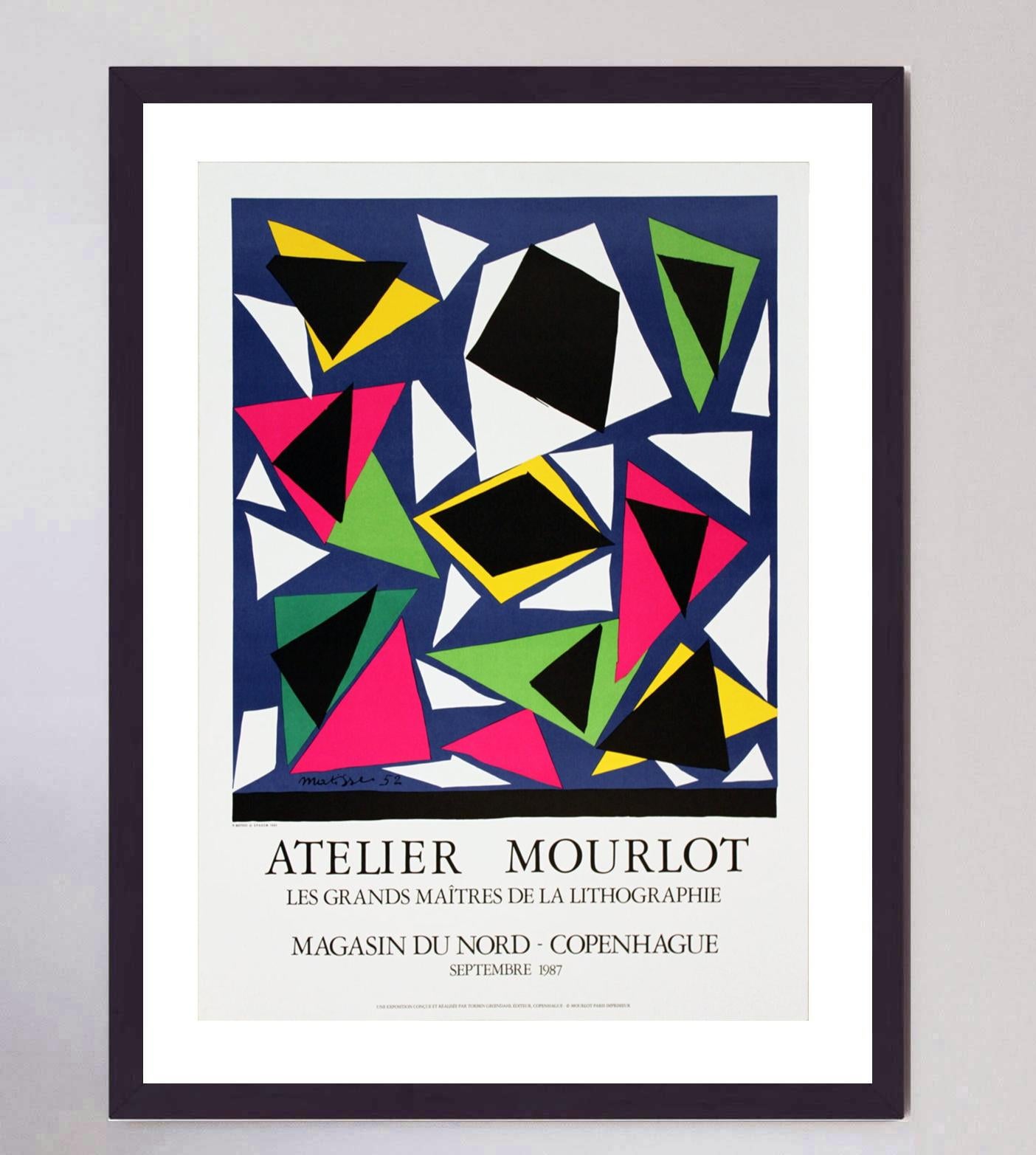 Papier Henri Matisse - Atelier Mourlot Copenhague - Affiche vintage originale, 1987 en vente