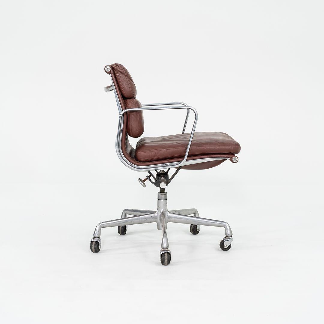 Aluminum 1987 Herman Miller Eames Soft Pad Management Desk Chair in Burgundy Leather