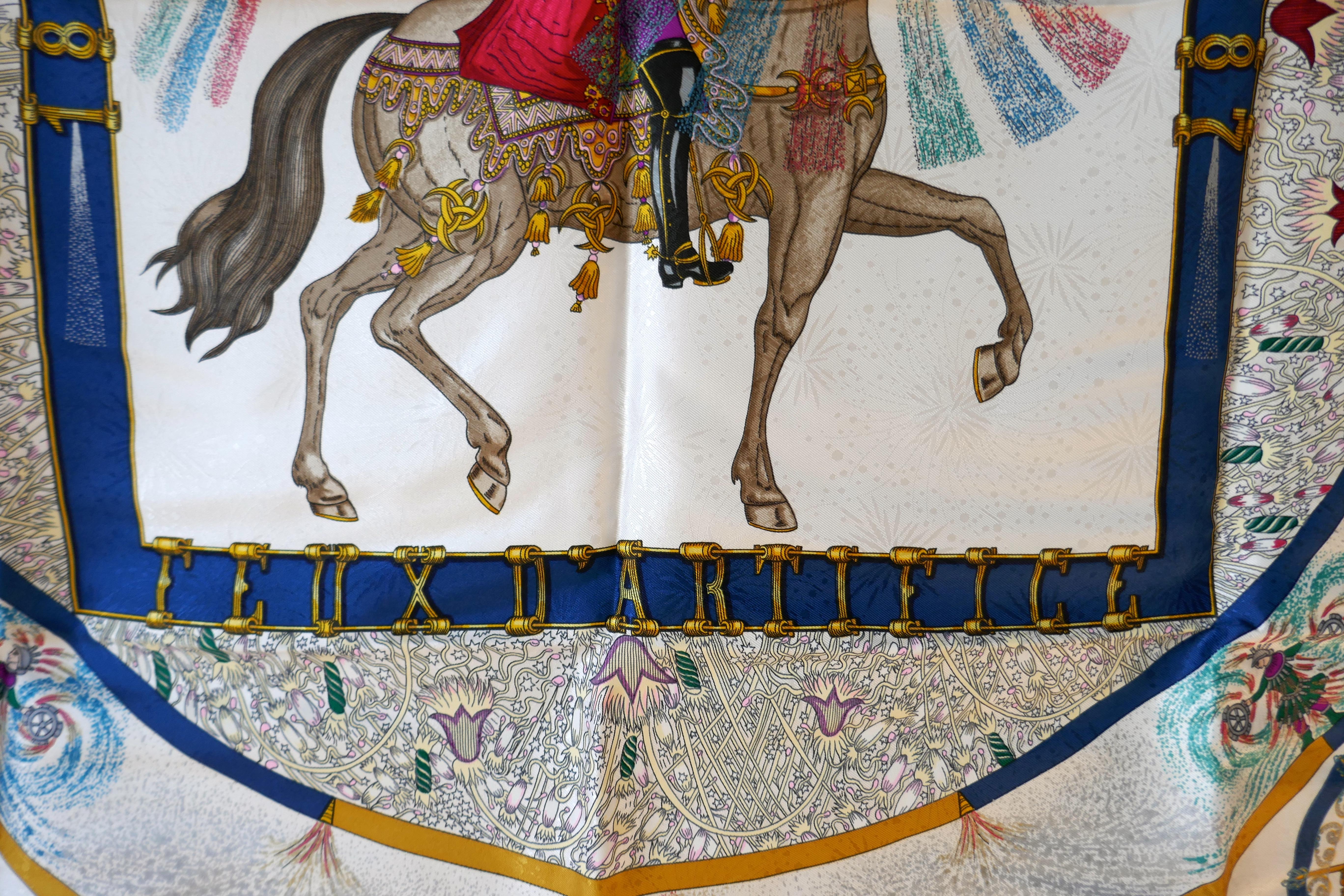1987 Hermes 150th Anniversary Silk Scarf “Feux d”Artifice ” by  Michael Duchene In Excellent Condition In Chillerton, Isle of Wight