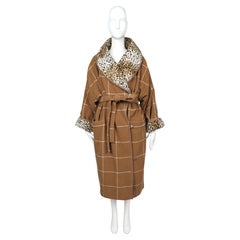 1987 Jean-Charles de Castelbajac plaid & leopard reversible RUNWAY coat
