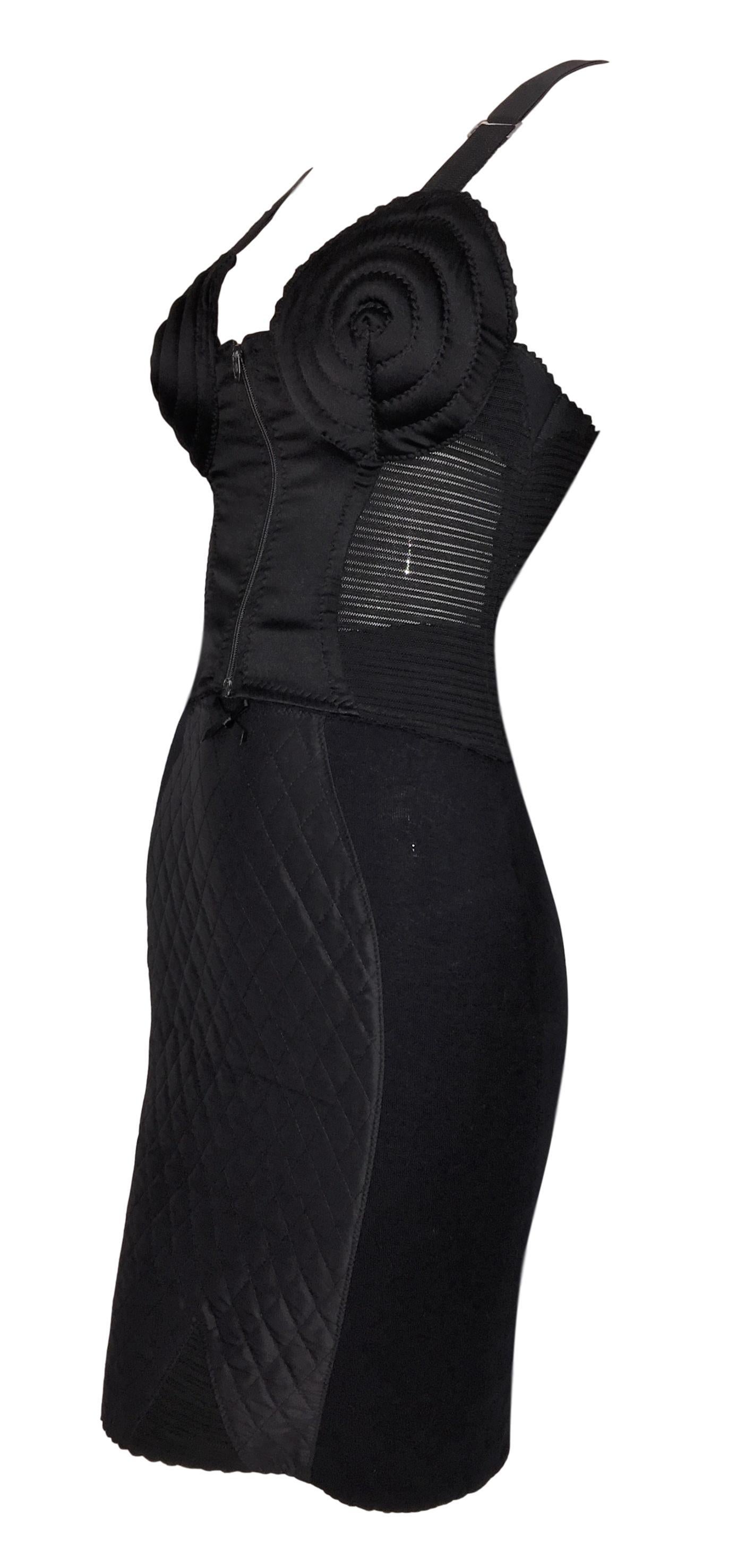 Noir 1987 Jean Paul Gaultier Black Cone Bra Bustier Crop Top & Corset Skirt Set