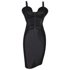 1987 Jean Paul Gaultier Black Cone Bra Bustier Crop Top & Corset Skirt Set