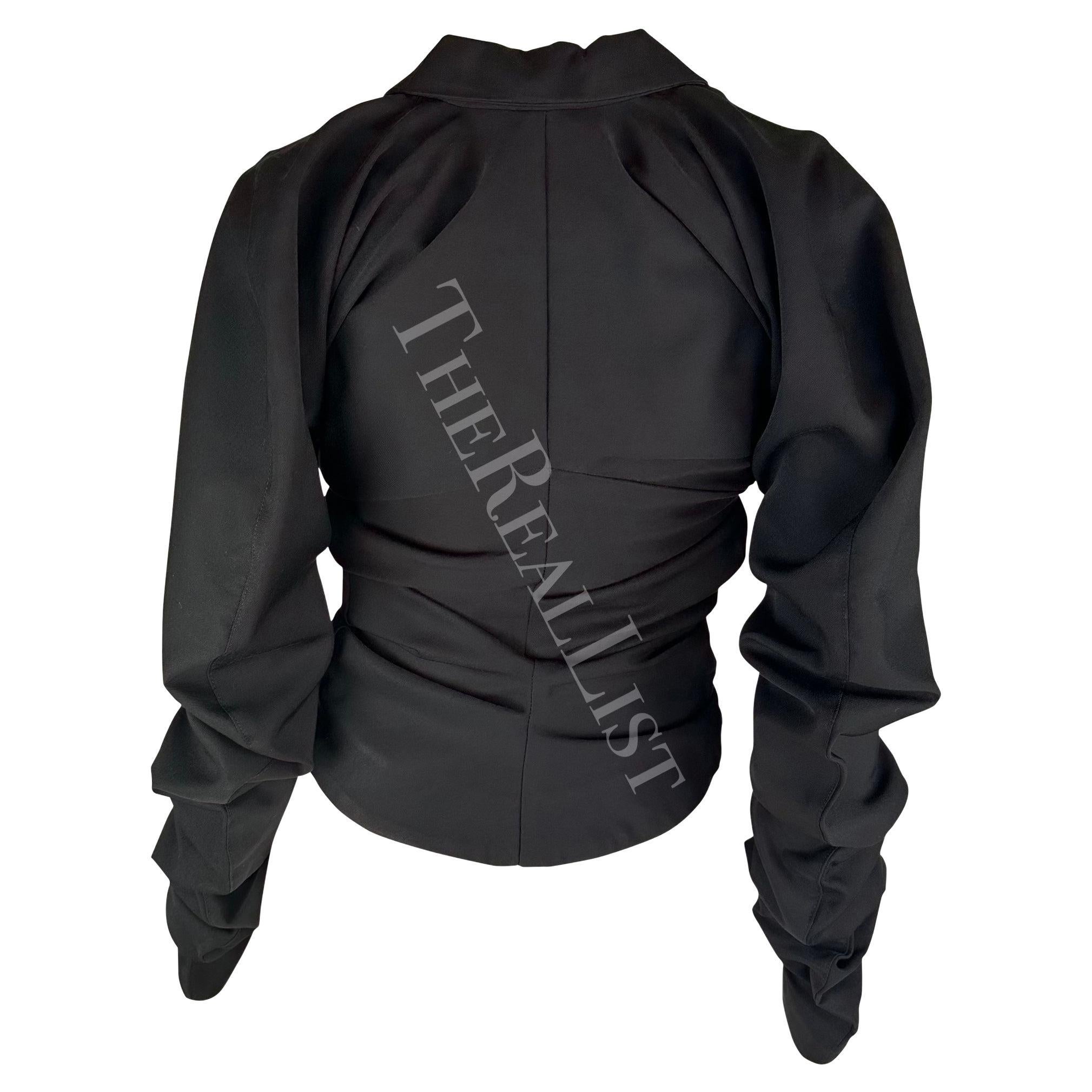Women's  1987 John Galliano London Circle Black Ruched Blazer Jacket
