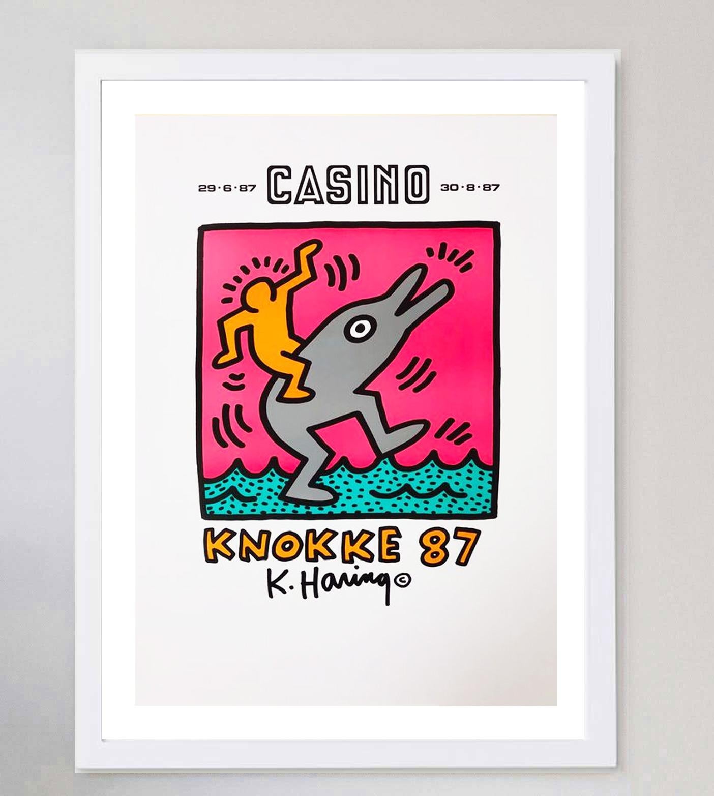 Américain Affiche vintage originale de Keith Haring, Casino Knokke, 1987 en vente