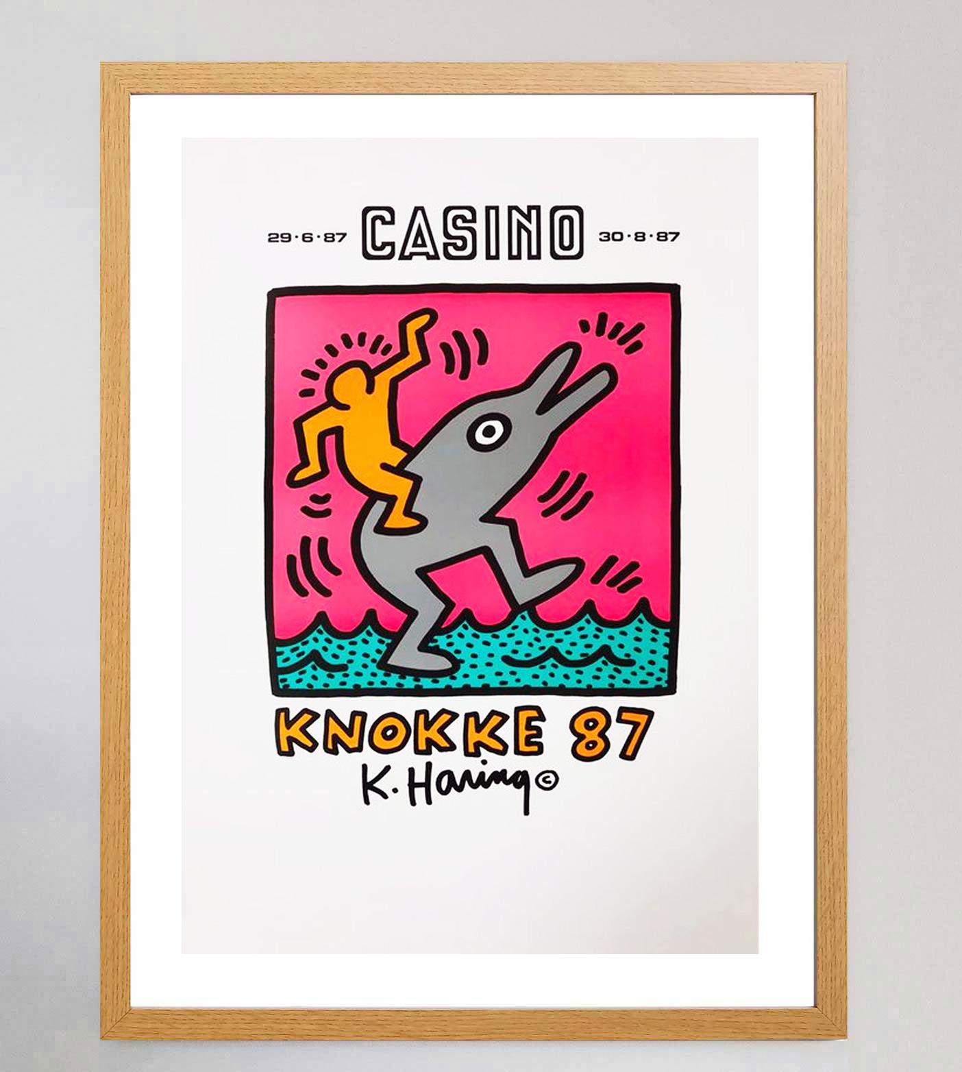 Fin du 20e siècle Affiche vintage originale de Keith Haring, Casino Knokke, 1987 en vente