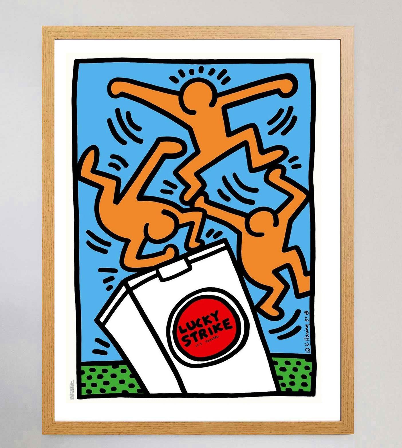 Lucky Strike Set aus drei Original-Vintage-Posters von Keith Haring, 1987 (Schweizerisch) im Angebot
