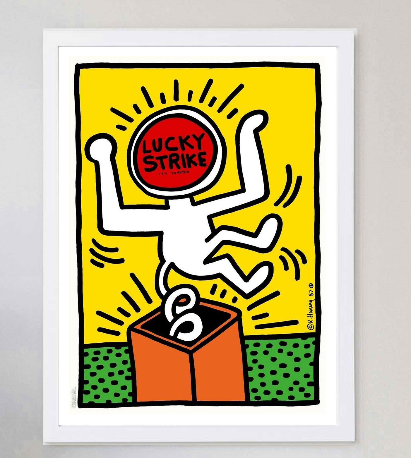 1987 Keith Haring Lucky Strike Set of Three Original Vintage Posters Excellent état - En vente à Winchester, GB
