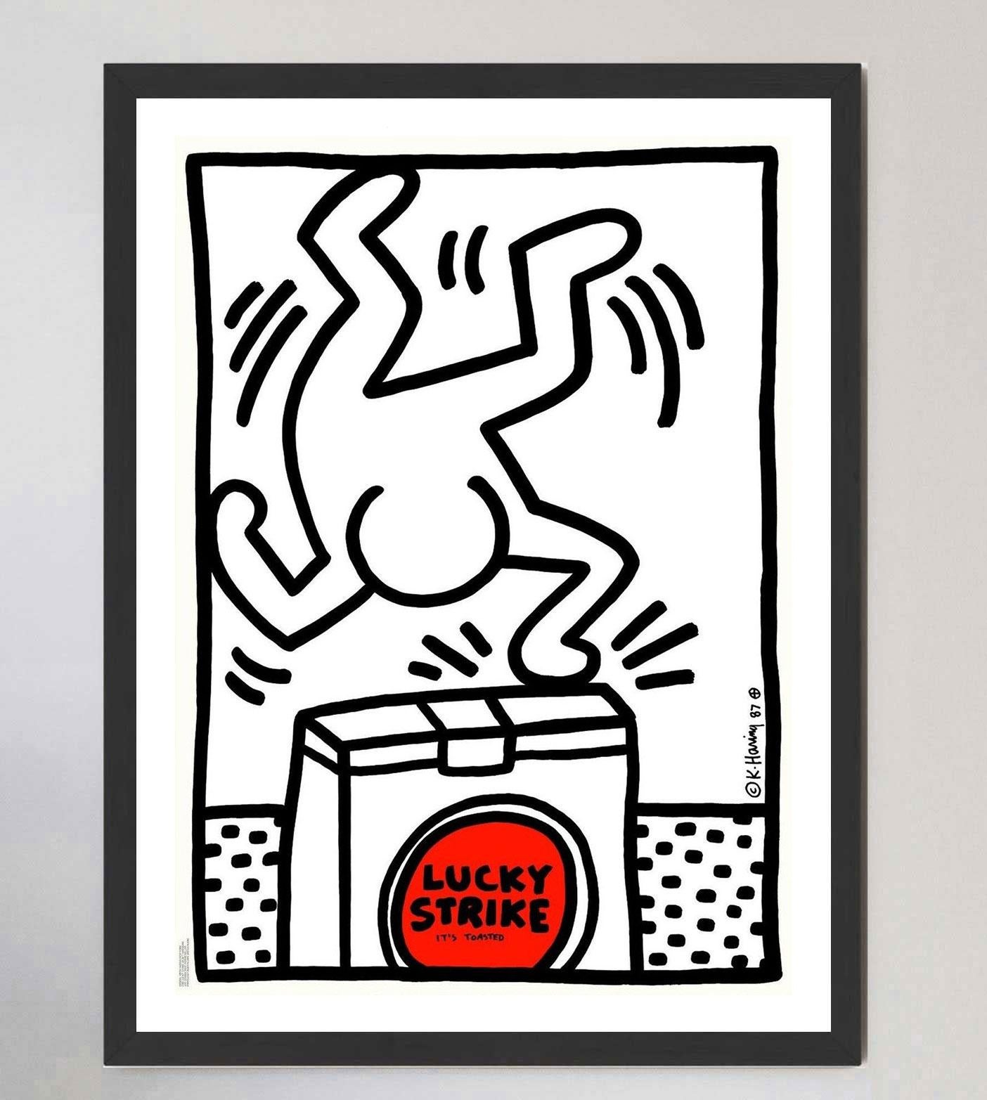 Late 20th Century 1987 Keith Haring Lucky Strike White Original Vintage Poster