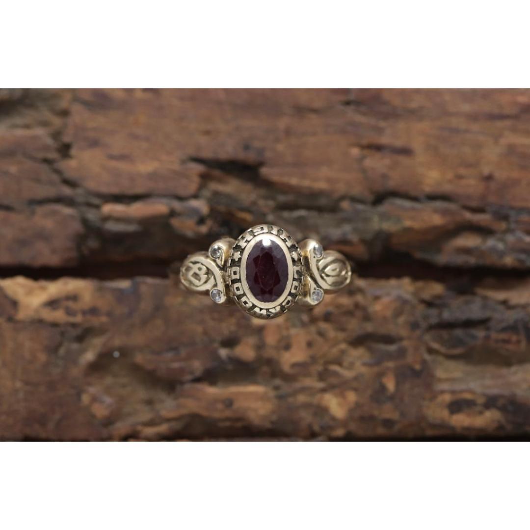Anillo de graduación de la promoción de 1987 del instituto Lockwood. Oro 10k con diamante rubí LC en venta 5