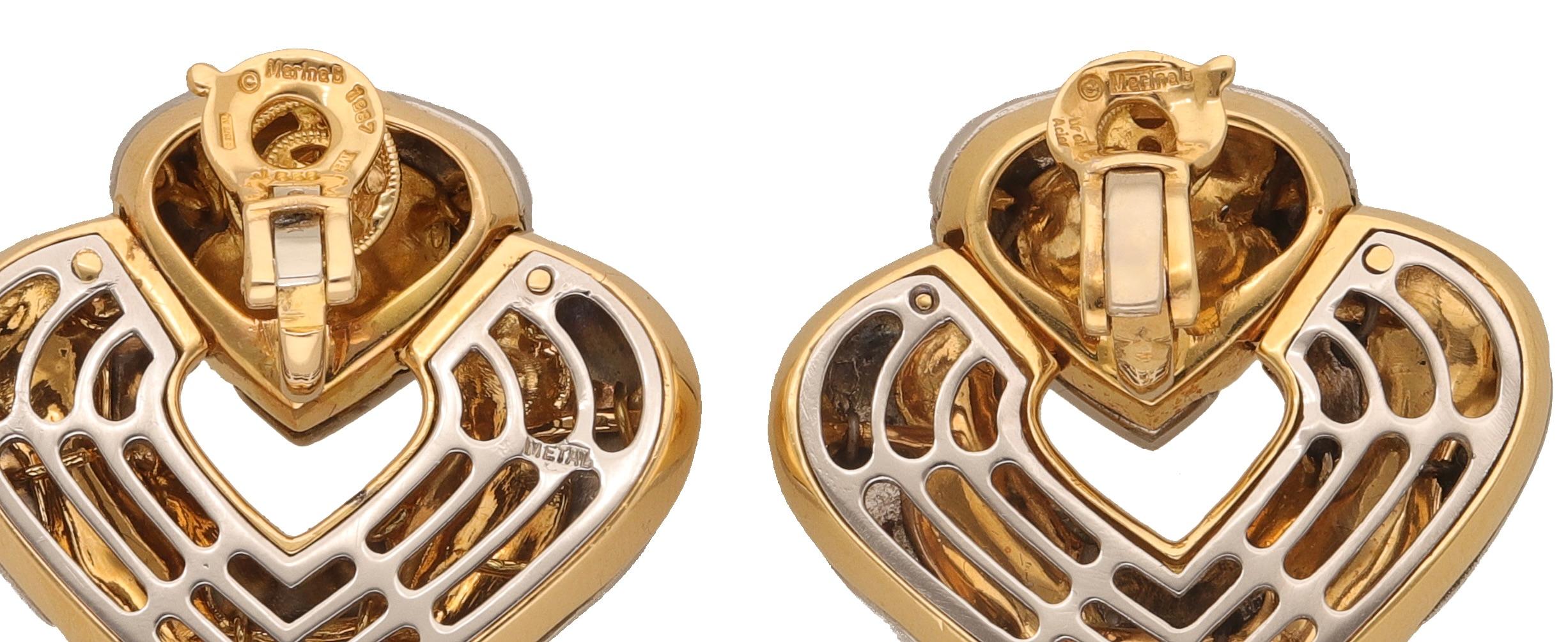 Modern 1987 Marina B. Yellow Gold Stell Heart Shaped Clip-on Earrings For Sale