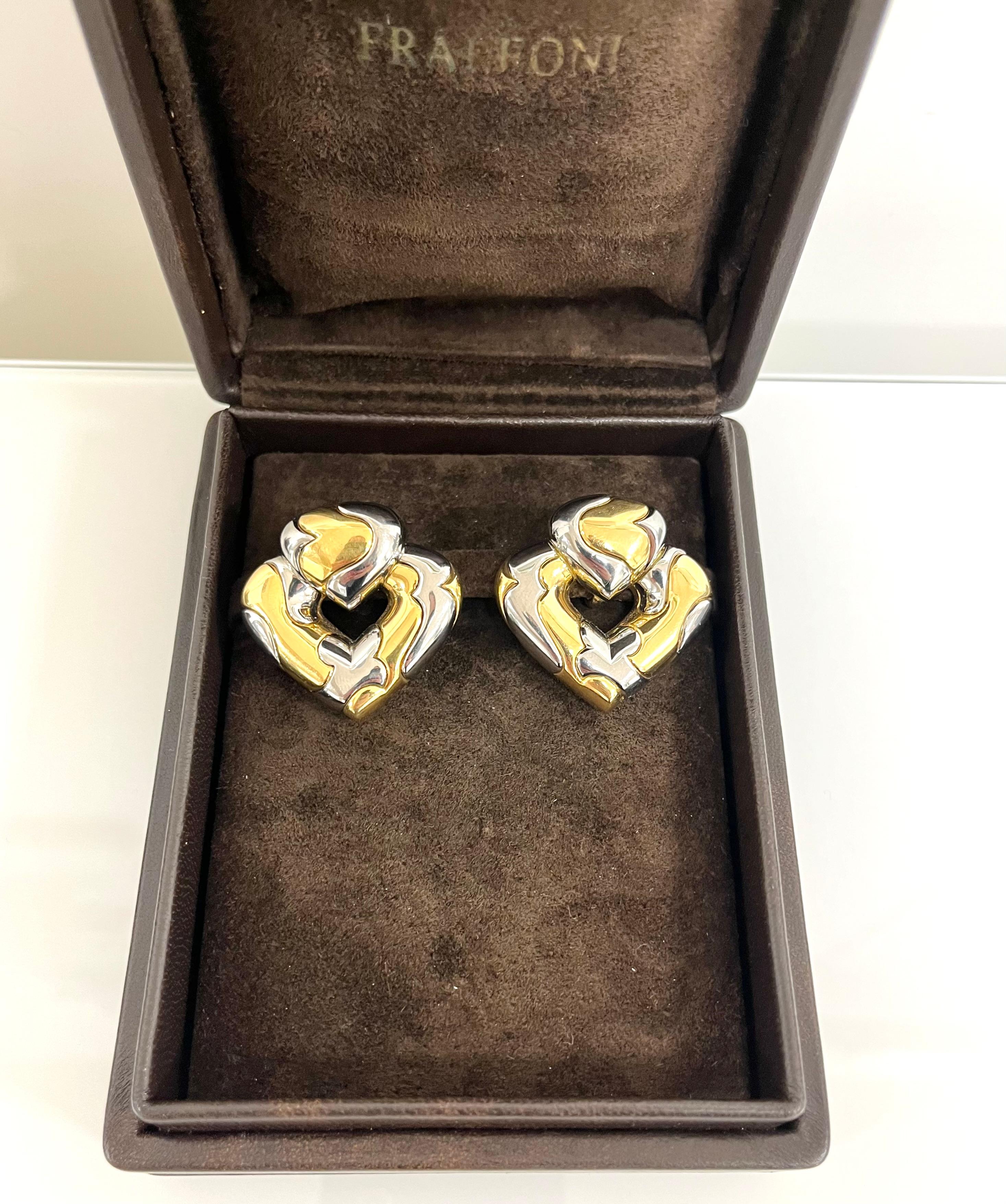 1987 Marina B. Yellow Gold Stell Heart Shaped Clip-on Earrings For Sale 2