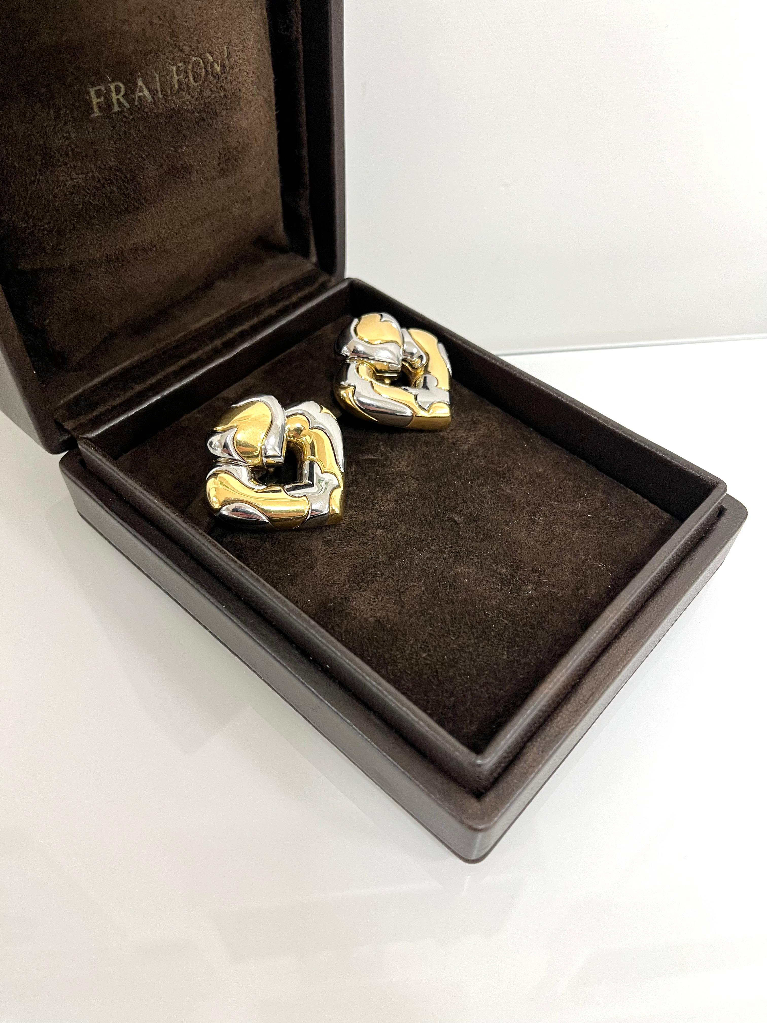 1987 Marina B. Yellow Gold Stell Heart Shaped Clip-on Earrings For Sale 3