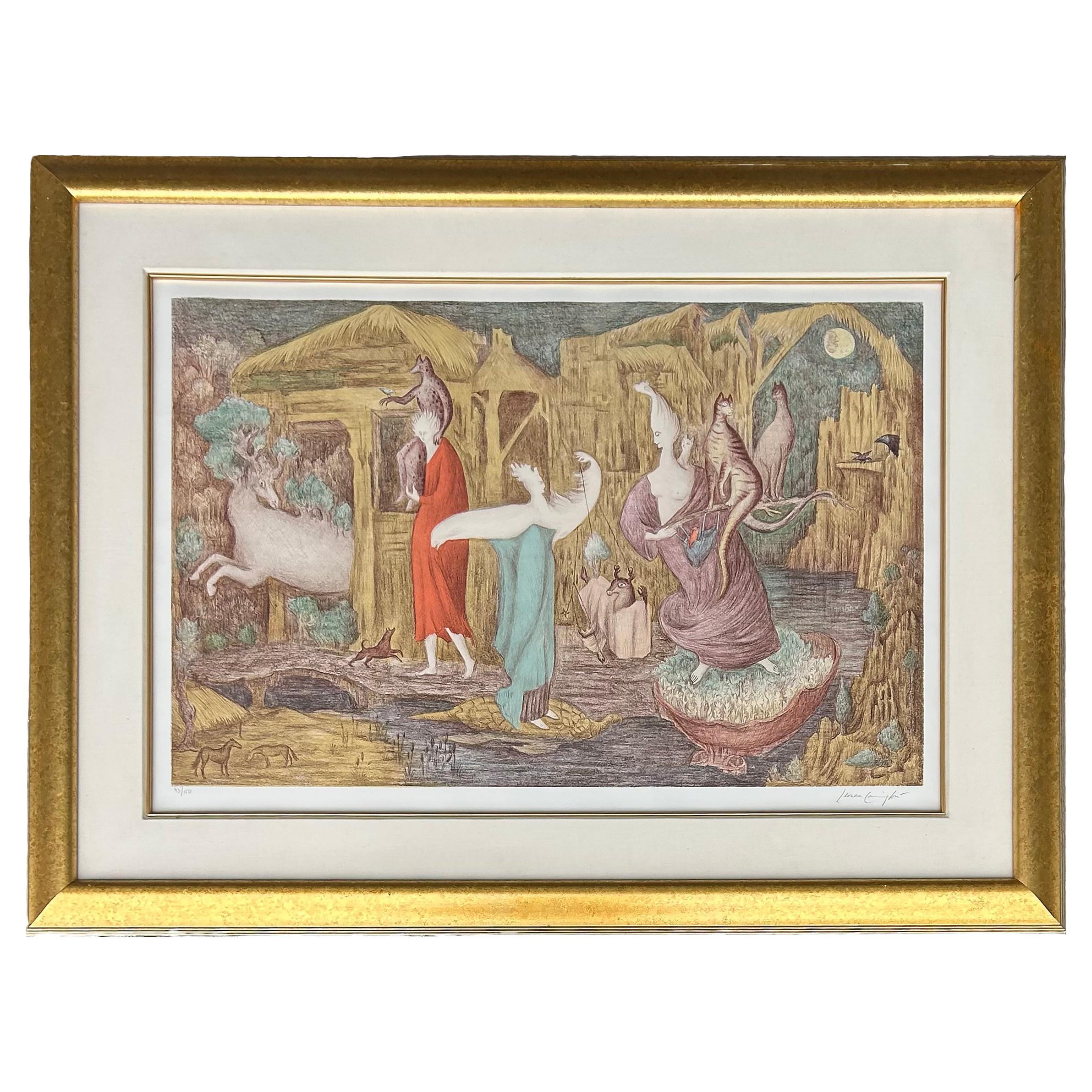 1987 Mexican Leonora Carrington Surrealist Lithograph, Signed, Numbered #93/150 For Sale