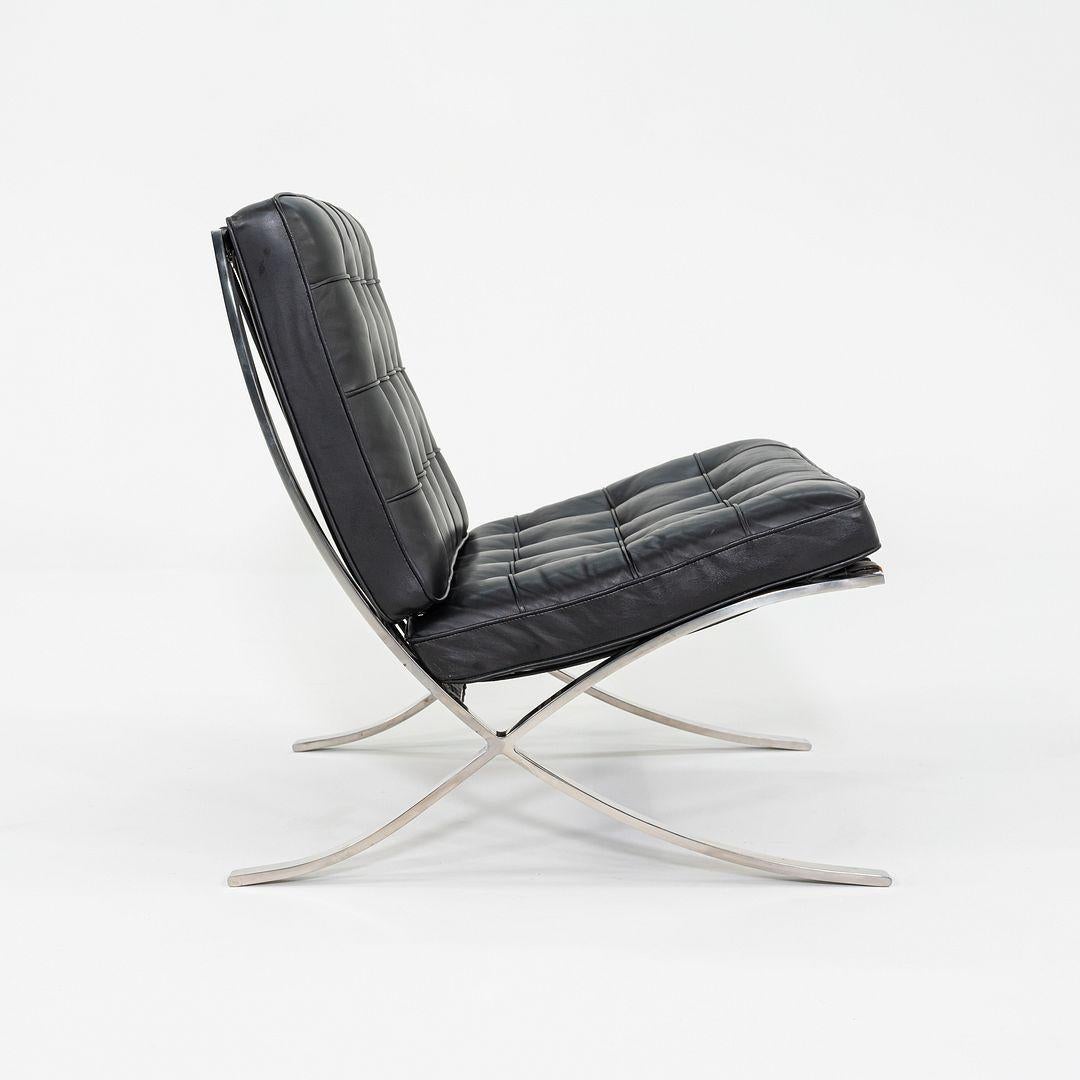 American 1987 Mies van der Rohe for Knoll Barcelona Lounge Chair in Black Leather For Sale