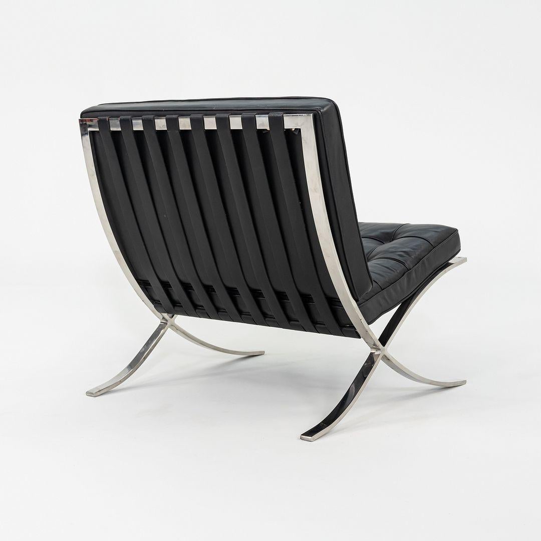 Steel 1987 Mies van der Rohe for Knoll Barcelona Lounge Chair in Black Leather For Sale