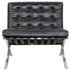 1987 Mies van der Rohe für Knoll Barcelona Loungesessel aus schwarzem Leder