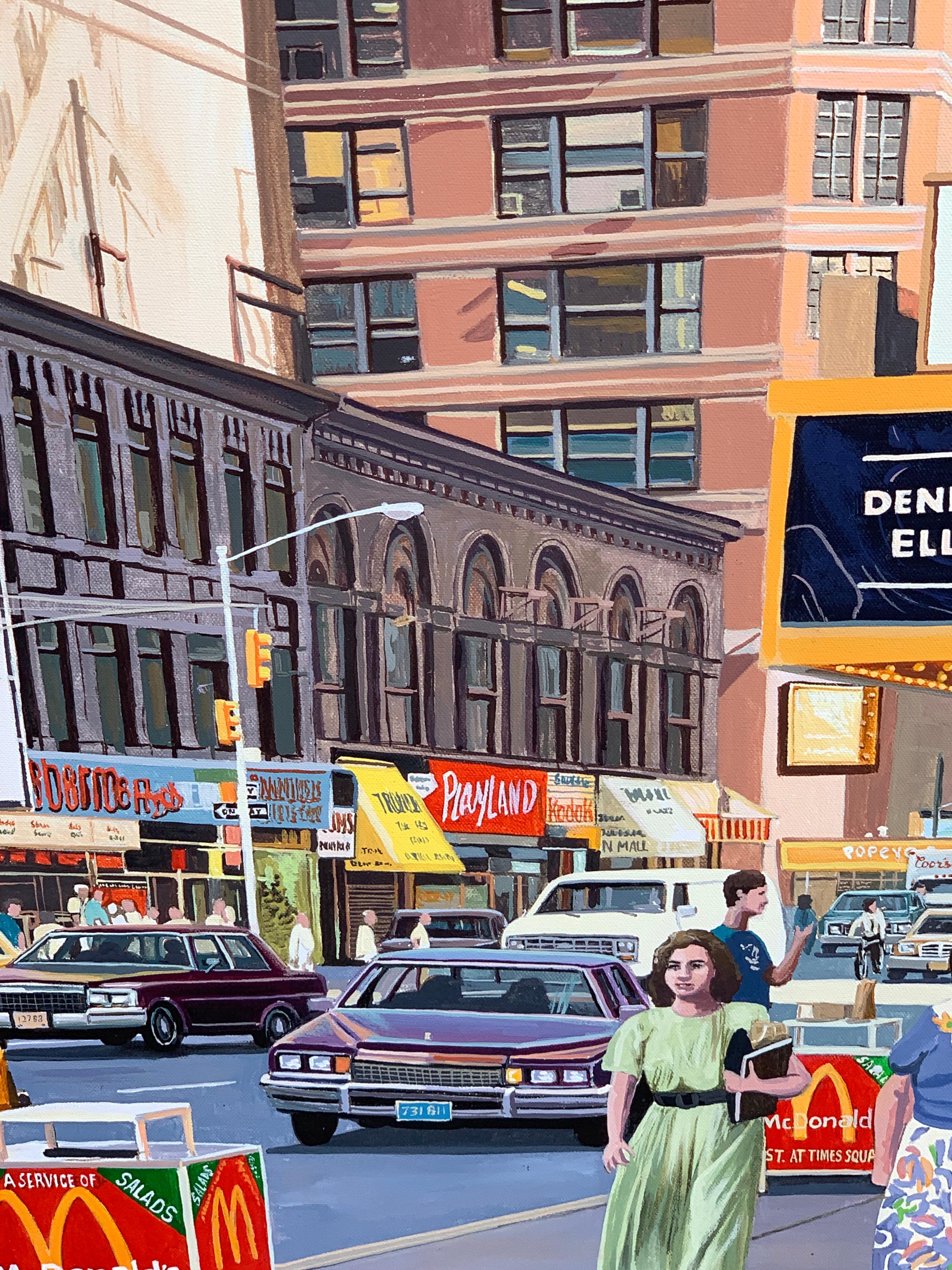1987 NYC, Times Square Pop Art Original Painting by Matthew Popielarz