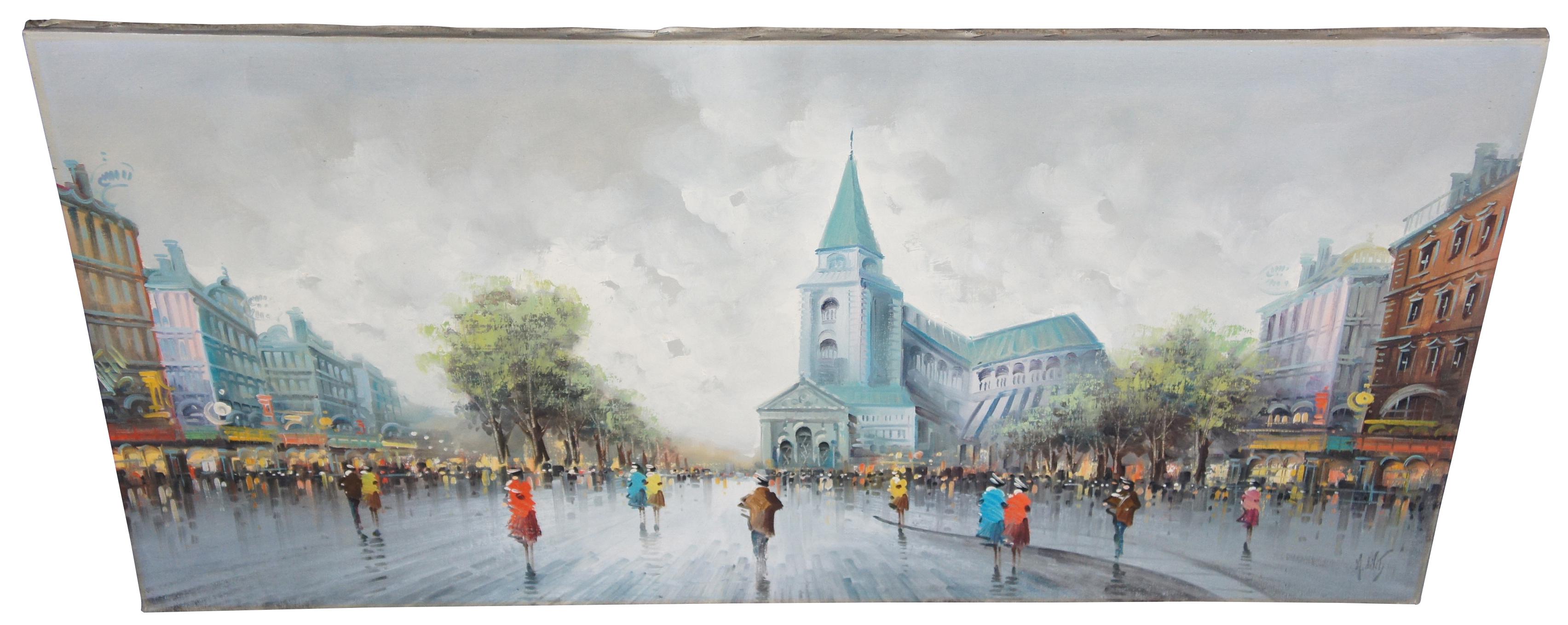 Expressionist 1987 Paris Impressionist Street Scene Cityscape Oil Painting Antonio Devity