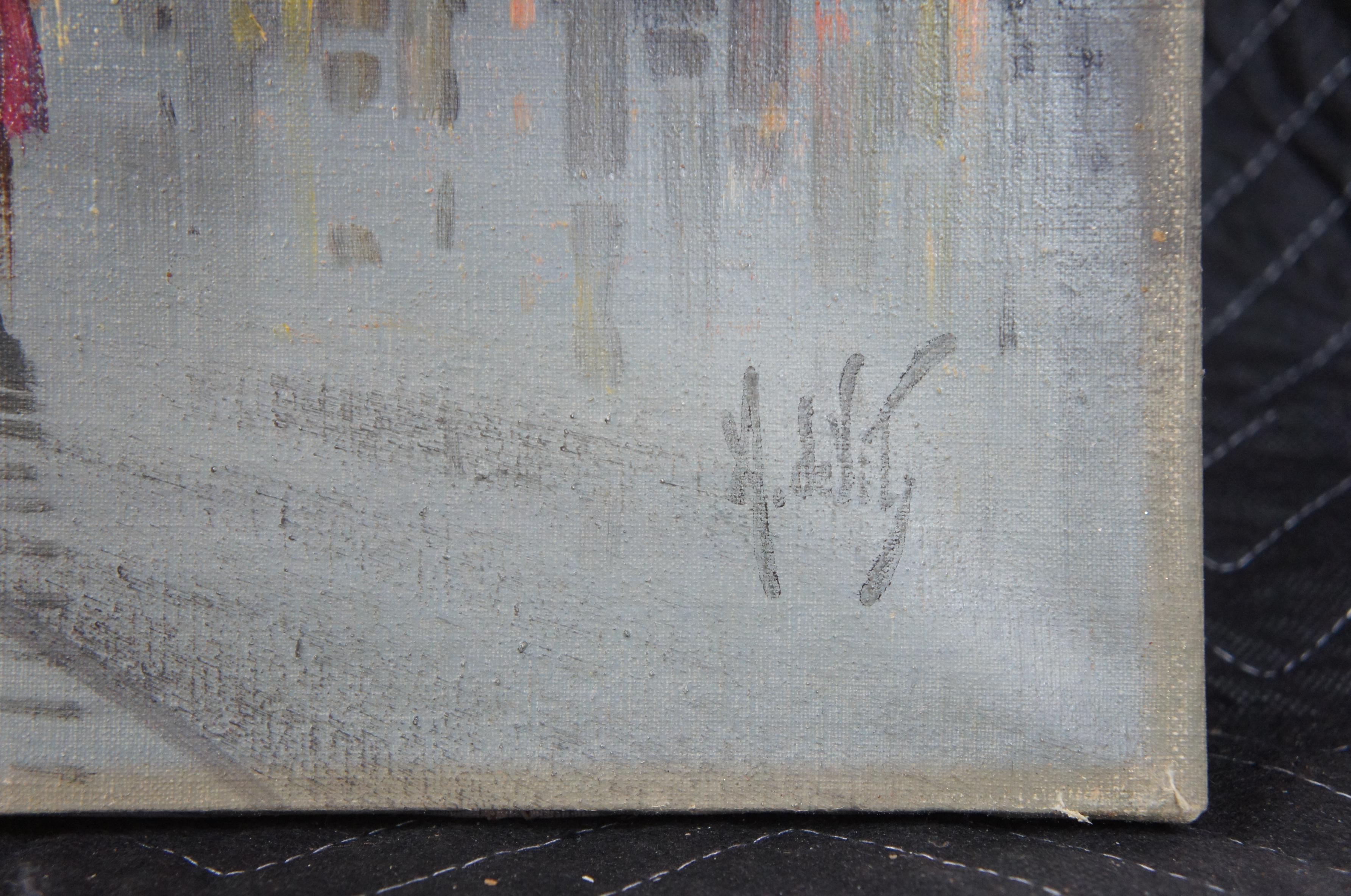 Fin du 20e siècle Peinture à l'huile impressionniste d'Antonio Devity représentant un paysage urbain, Scène de rue, Paris, 1987 en vente