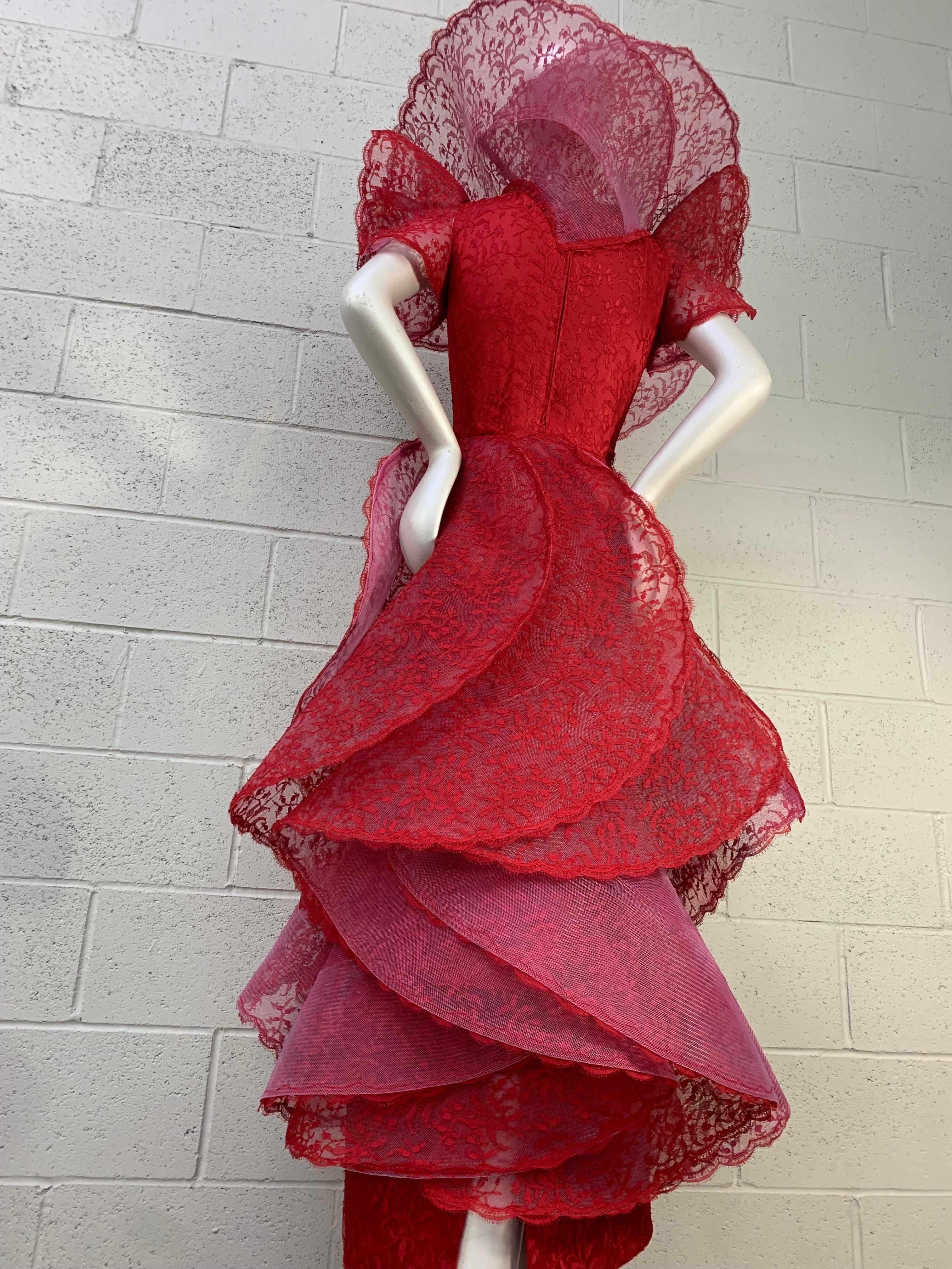 1987 Pierre Cardin Haute Couture Tiered Flounce Lace Dress - Extremely Rare 7