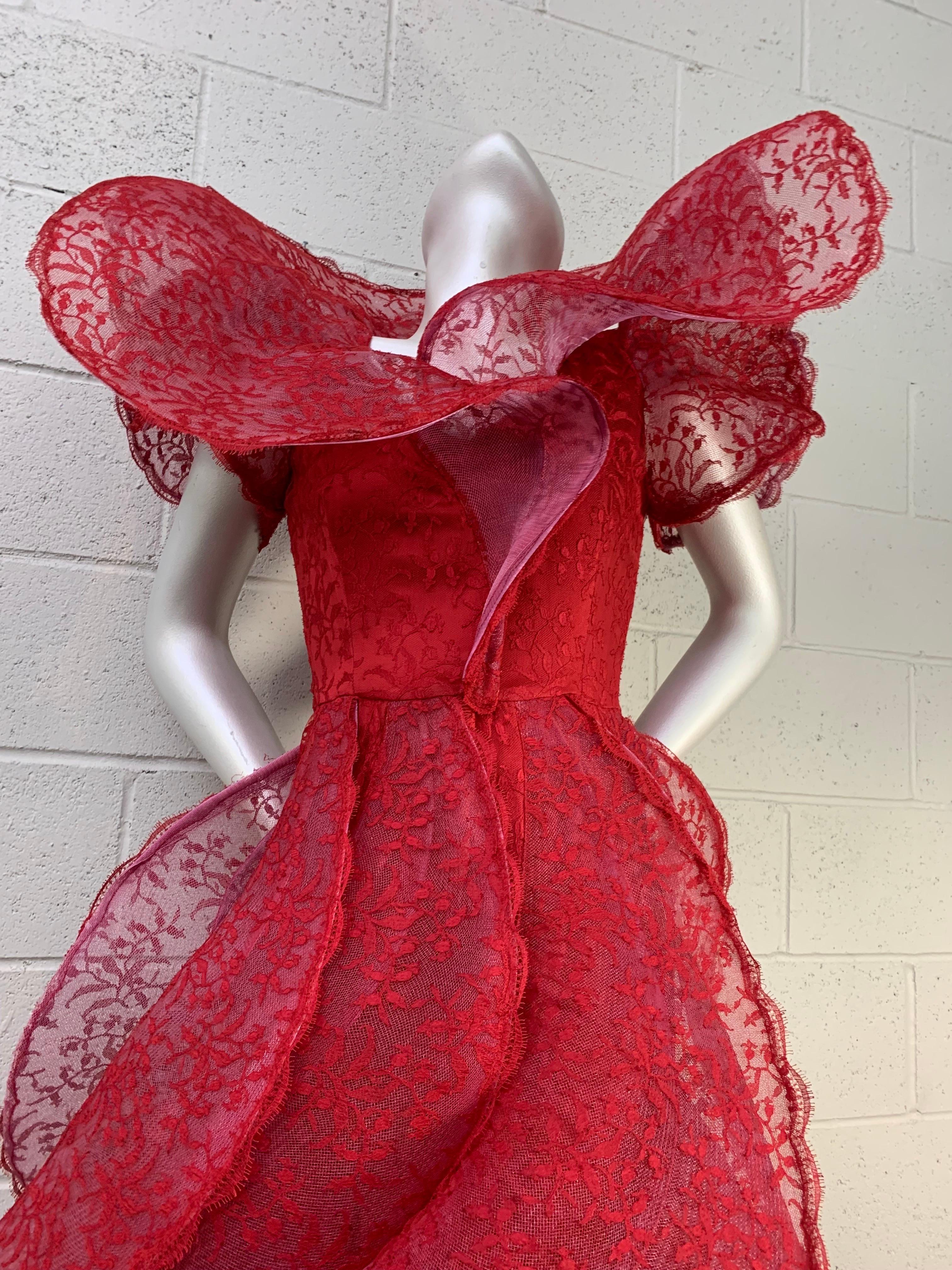 1987 Pierre Cardin Haute Couture Tiered Flounce Lace Dress - Extremely Rare 1