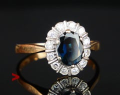 1987 Ring natural 1.6ct Sapphire 0.33 ct Diamonds solid 18K Gold ØUS8/ 4gr.