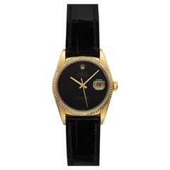 1987 Rolex Datejust 16018 18K Yellow Gold Factory Onyx Dial Automatic 36mm