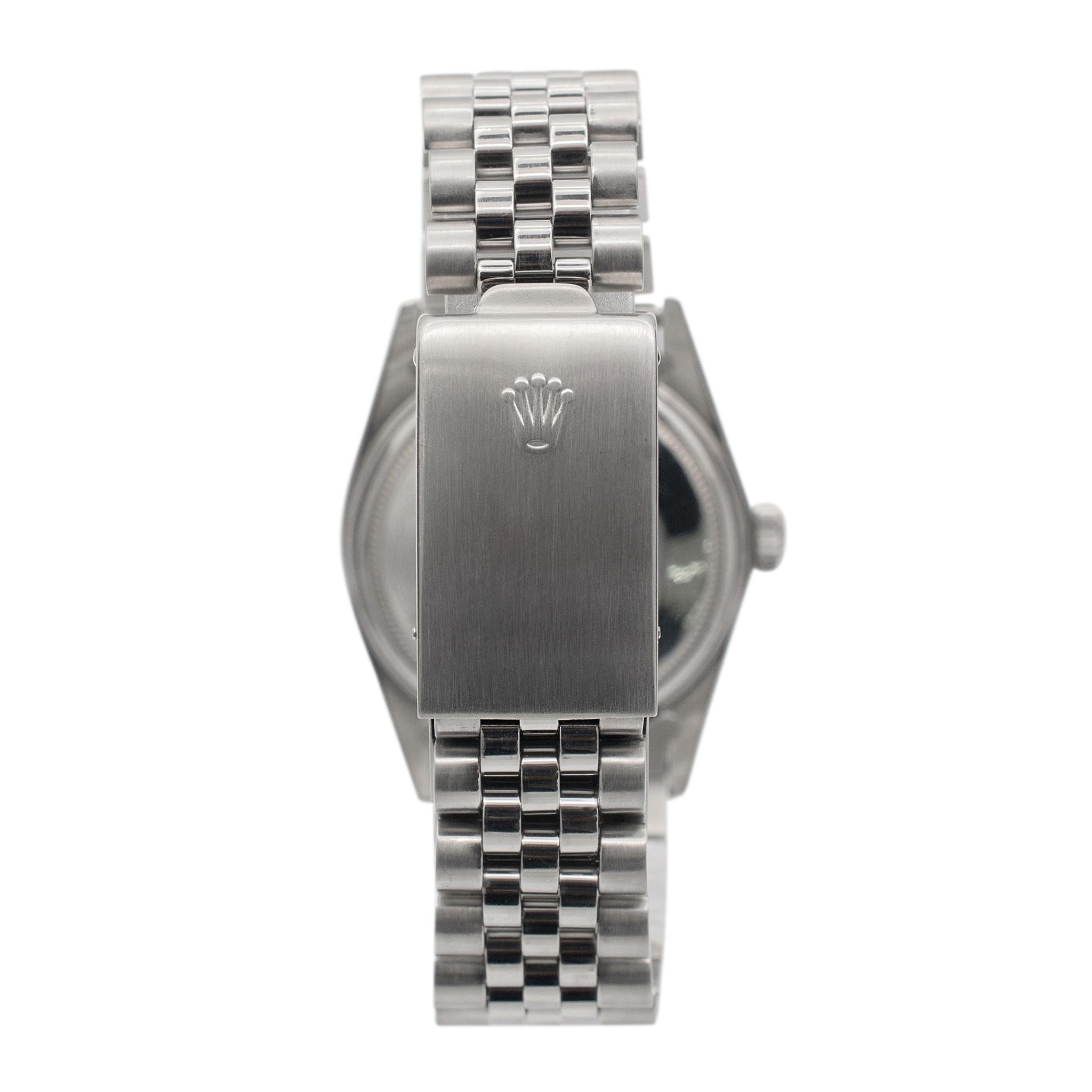 Women's or Men's 1987 Rolex Datejust 36MM 16014 Grey Roman Dial Jubilee Stainless Steel Watch For Sale