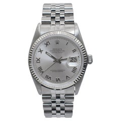 Rolex, montre Datejust 36MM 16014 avec cadran romain gris Jubilee en acier inoxydable, 1987