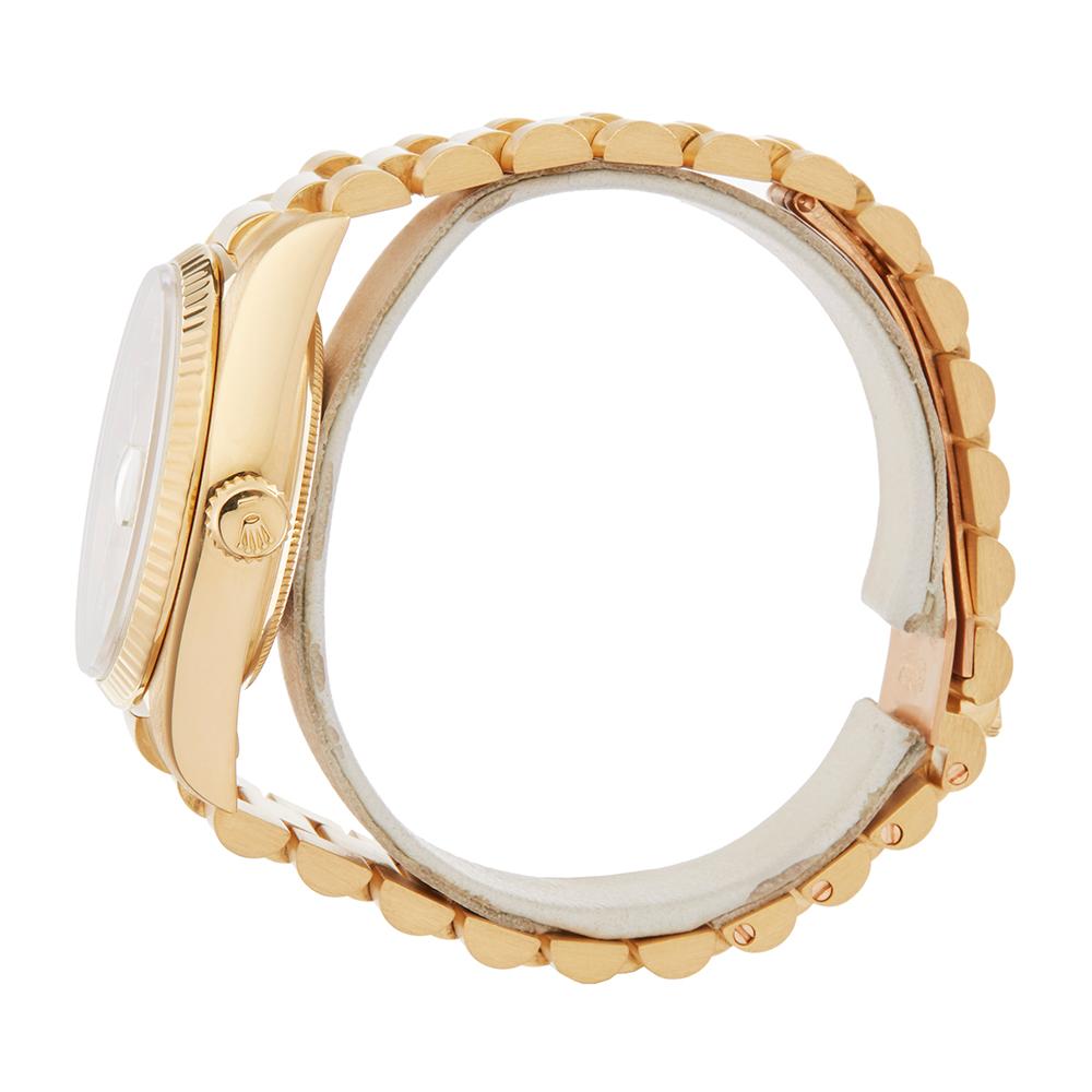 Vintage
 *
 *Complete with: Xupes Presentation Pouch dated 1987
 *Case Size: 36mm
 *Strap: 18K Yellow Gold President
 *Age: 1987
 *Strap length: Adjustable up to 17cm. Please note we can order spare links and alternate length/colour straps if