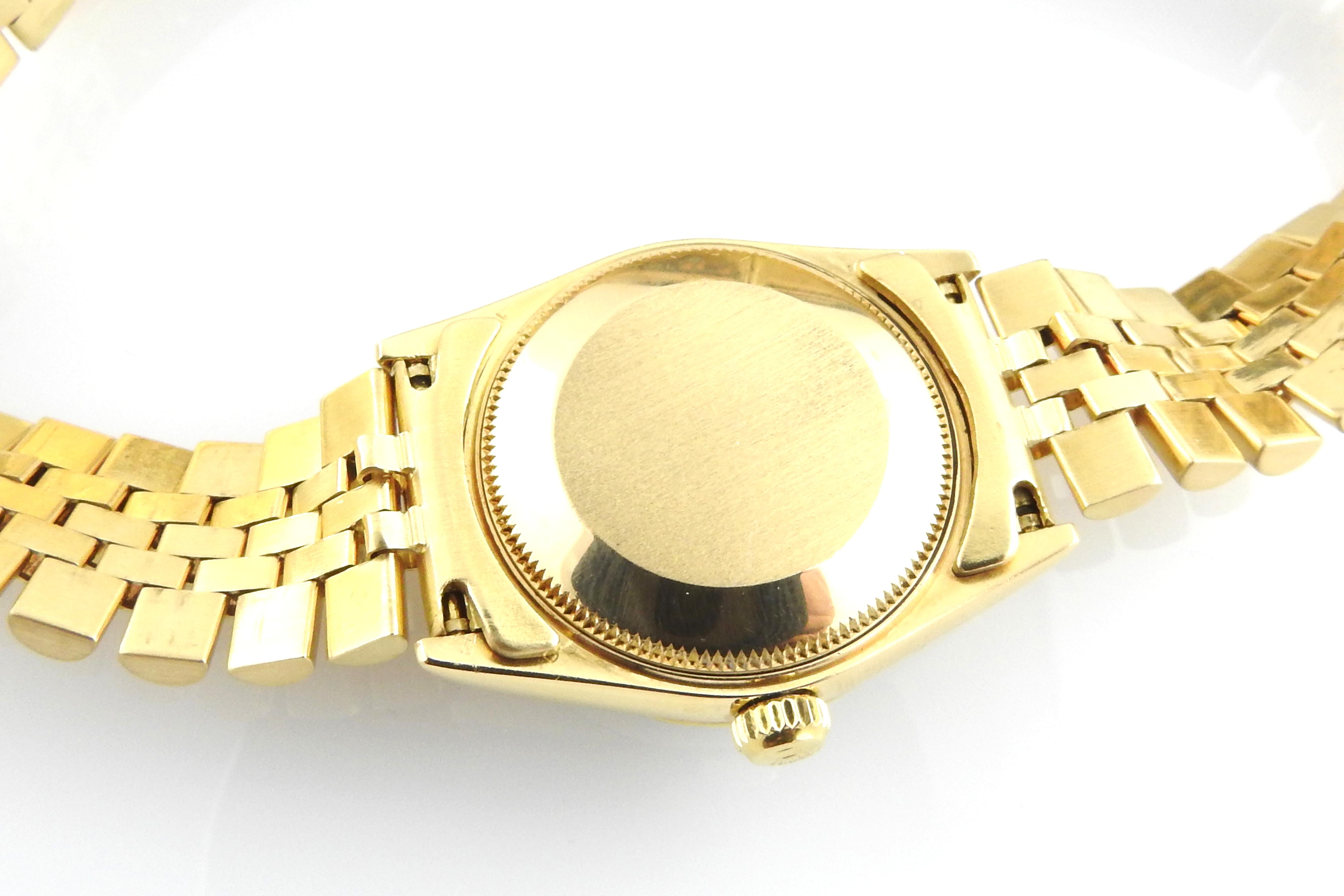 1987 Rolex Midsize 68278 18K Gelbgold Uhr blaues Zifferblatt Jubiläumsband 7