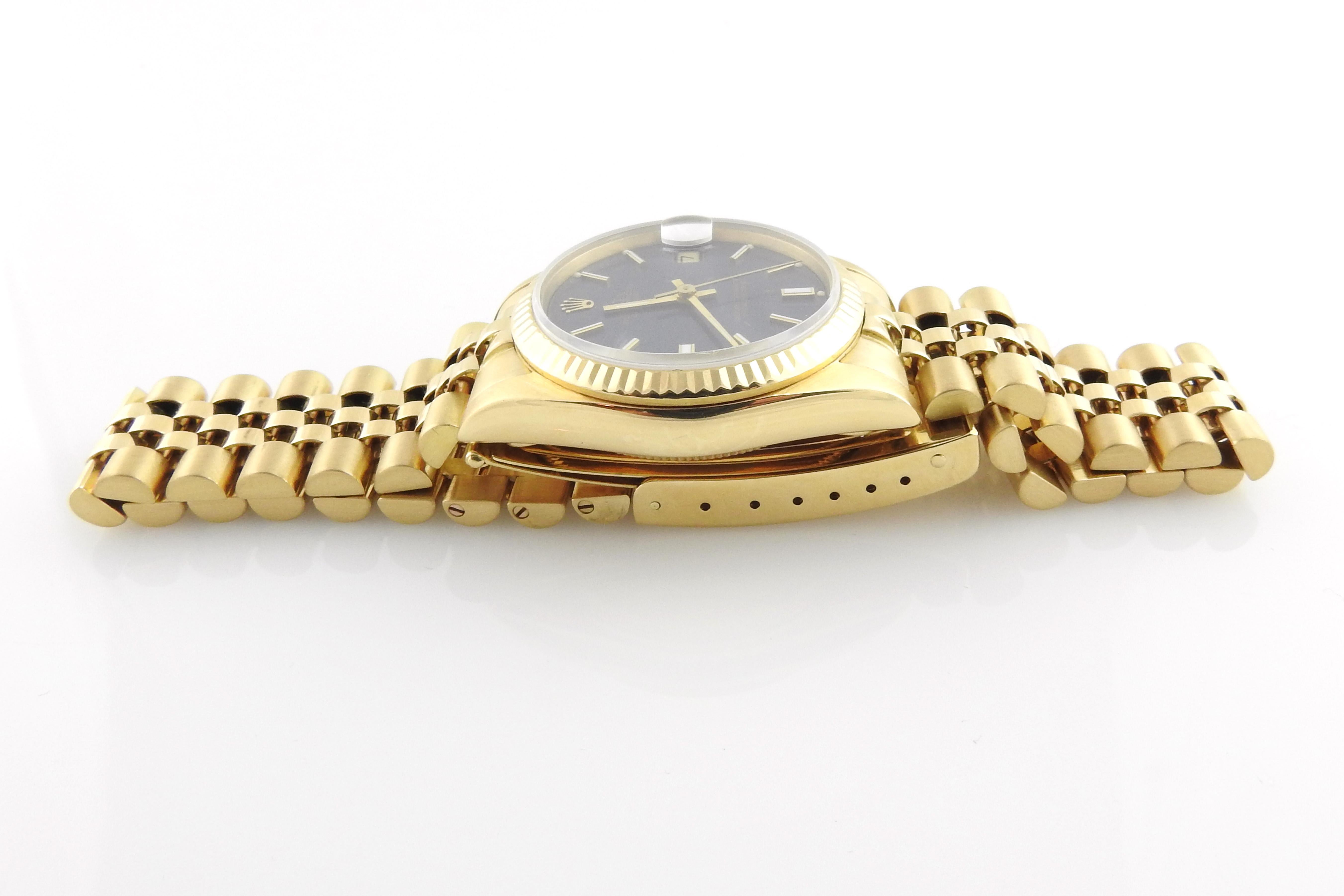 1987 Rolex Midsize 68278 18K Yellow Gold Watch Blue Dial Jubilee Band 5