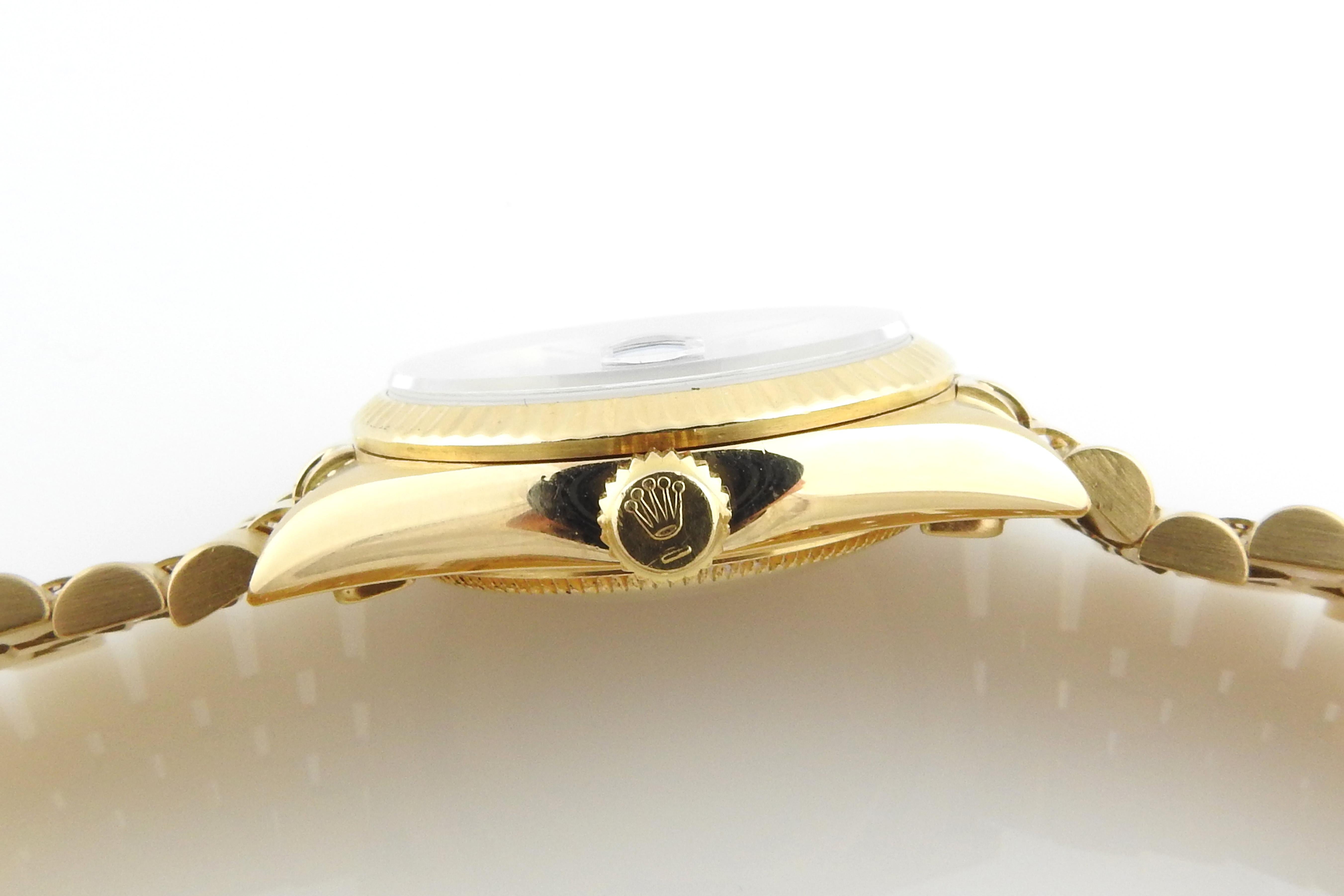 1987 Rolex Midsize 68278 18K Gelbgold Uhr blaues Zifferblatt Jubiläumsband 2