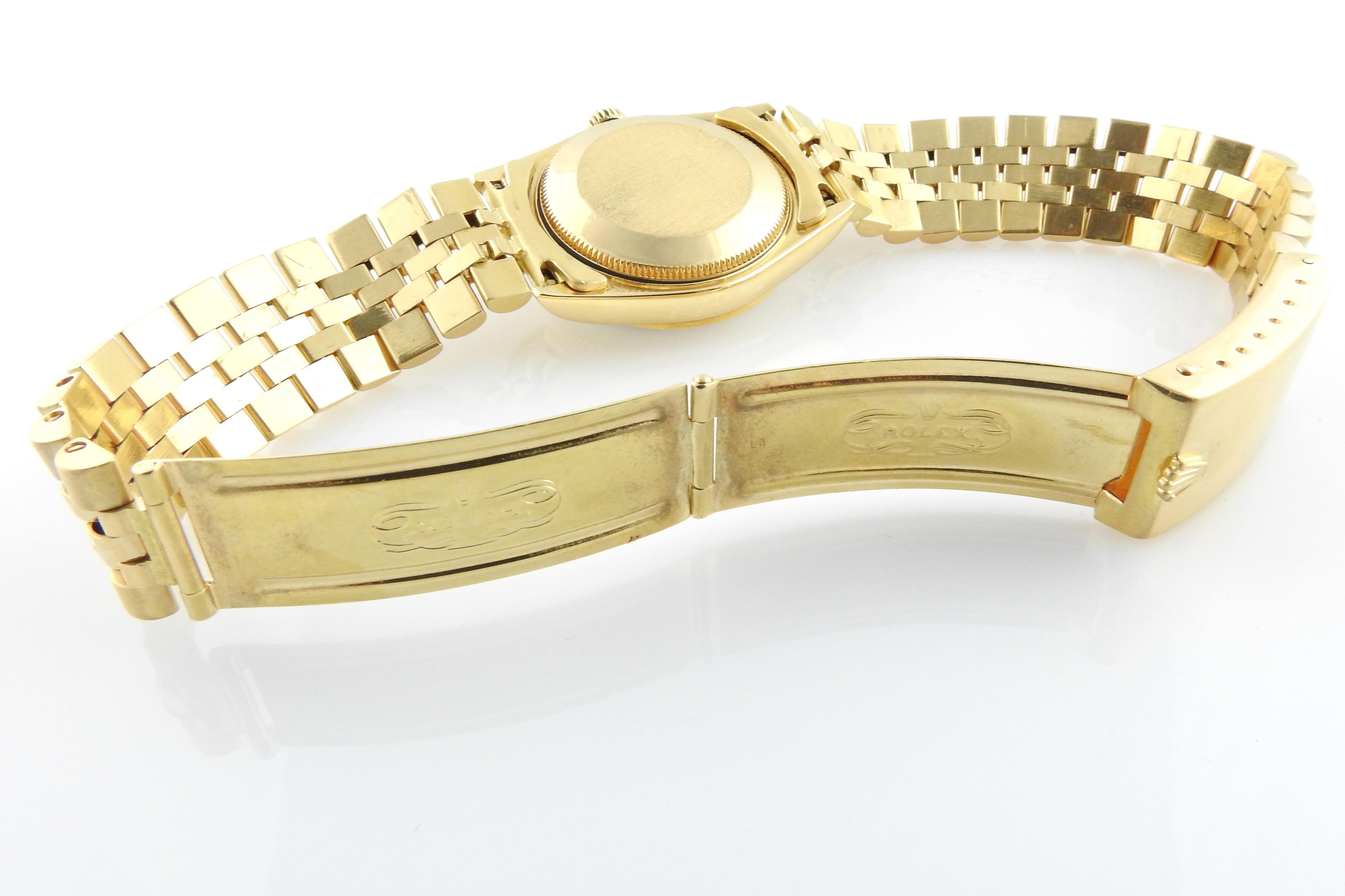 1987 Rolex Midsize 68278 18K Yellow Gold Watch Blue Dial Jubilee Band 2