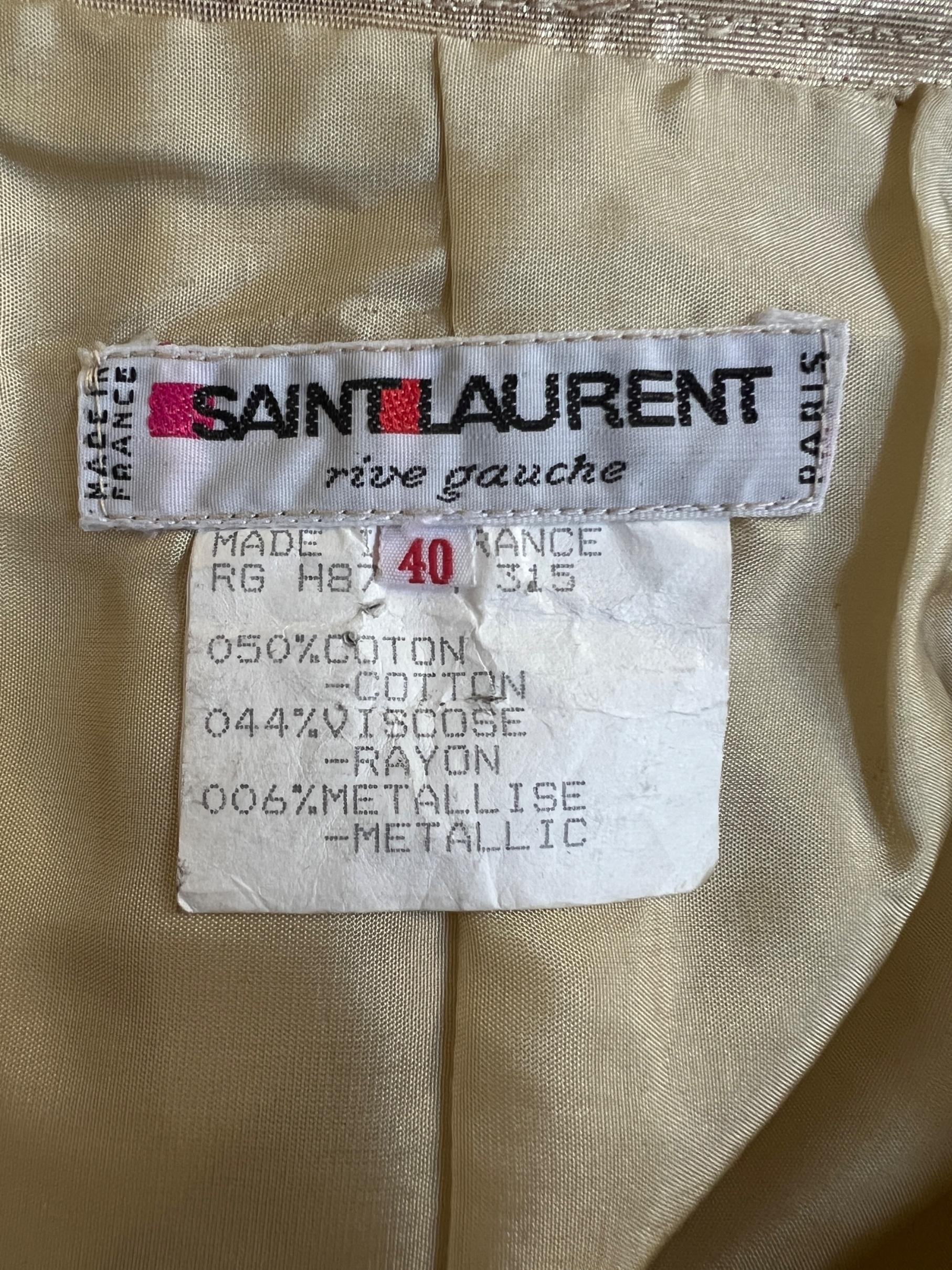 1987 Saint Laurent Runway Documented Gold Moiré Pencil Skirt For Sale 1