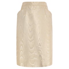 1987 Saint Laurent Runway Documented Gold Moiré Pencil Skirt
