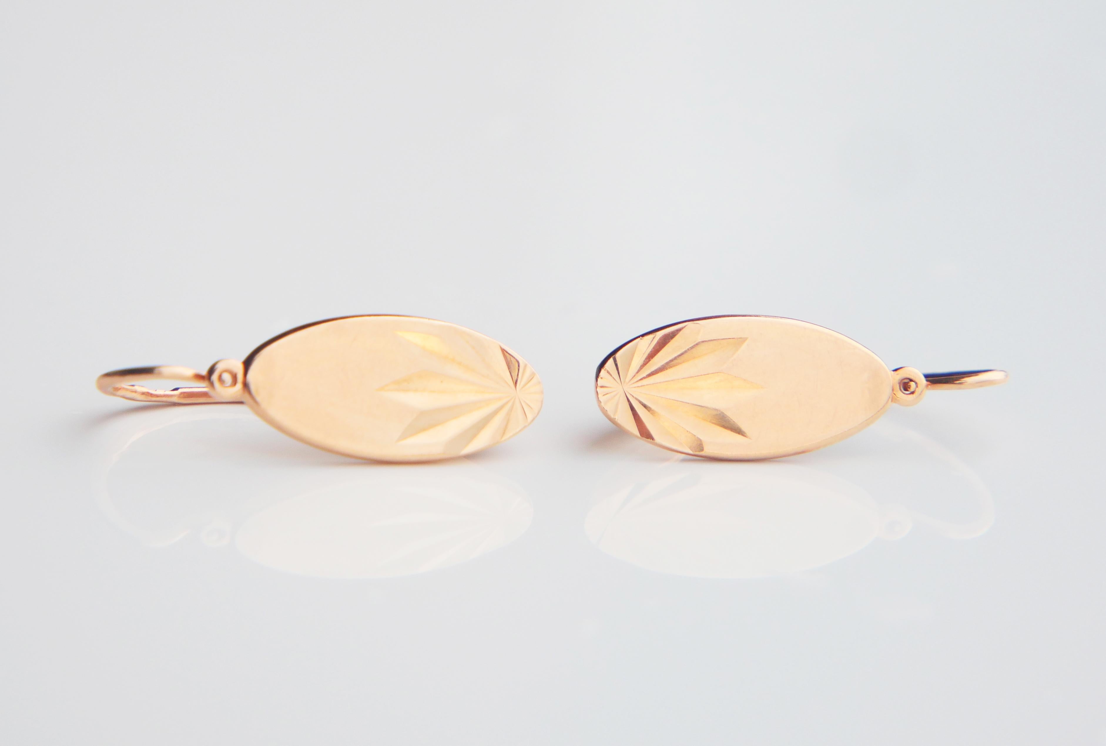 Women's 1987 Soviet Earrings solid 14K Rose Gold / 5.6gr For Sale