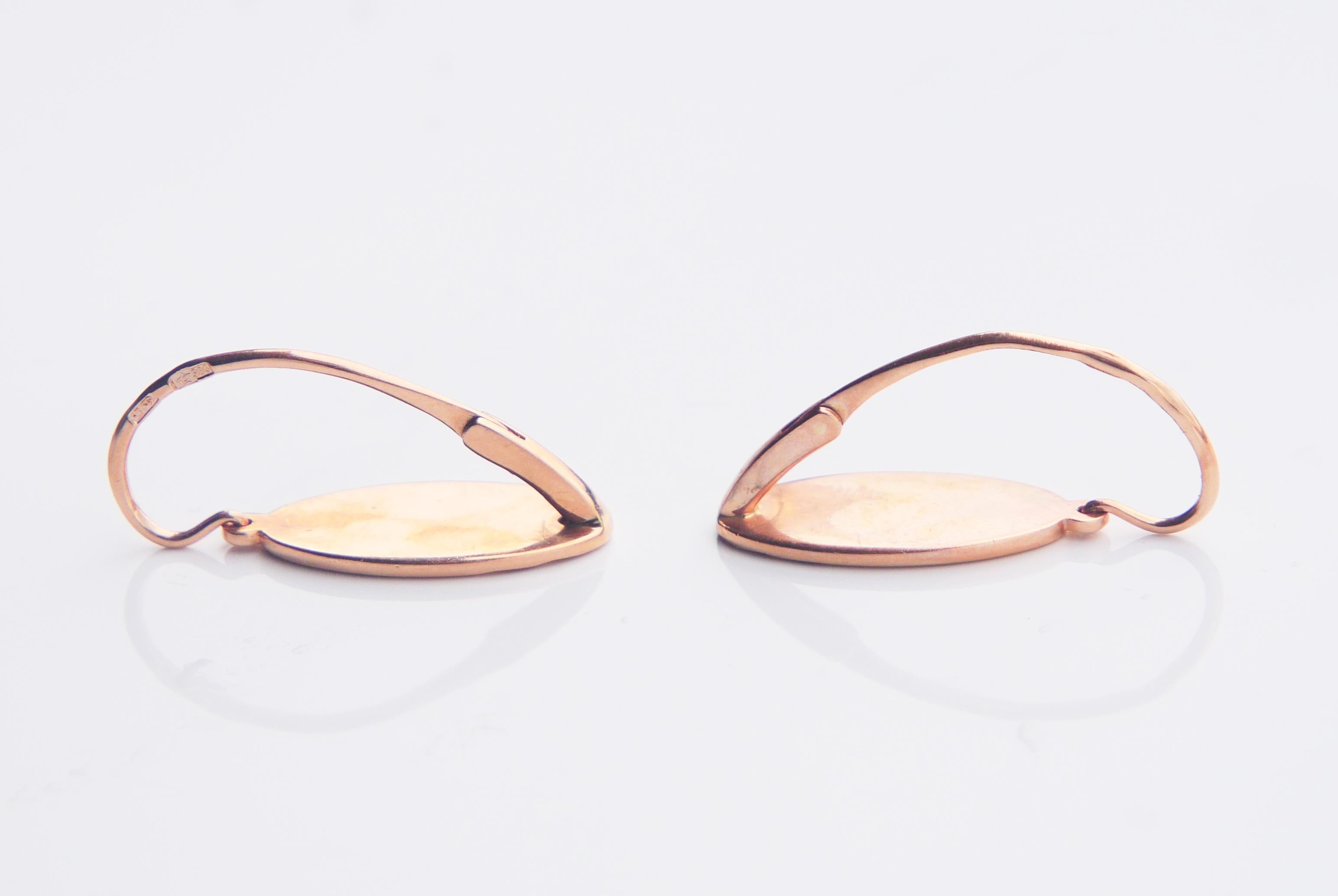1987 Soviet Earrings solid 14K Rose Gold / 5.6gr For Sale 2